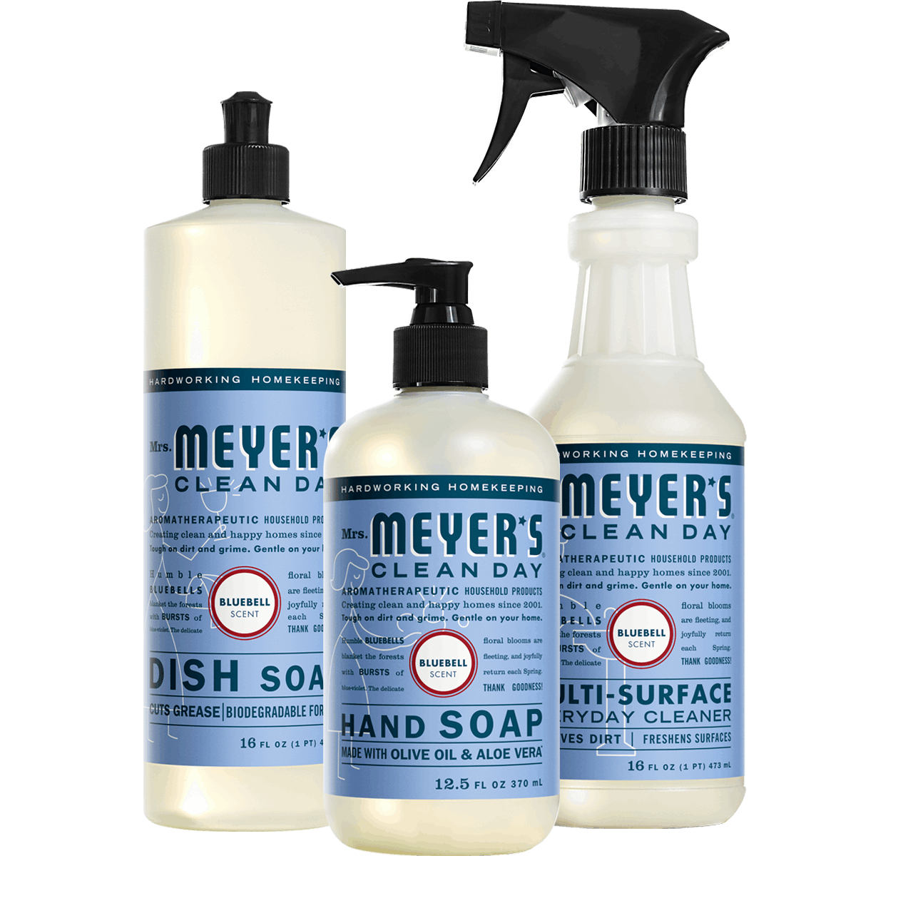 Mrs. Meyers Bluebell Kitchen Basics Set - for Convenient Hand Care