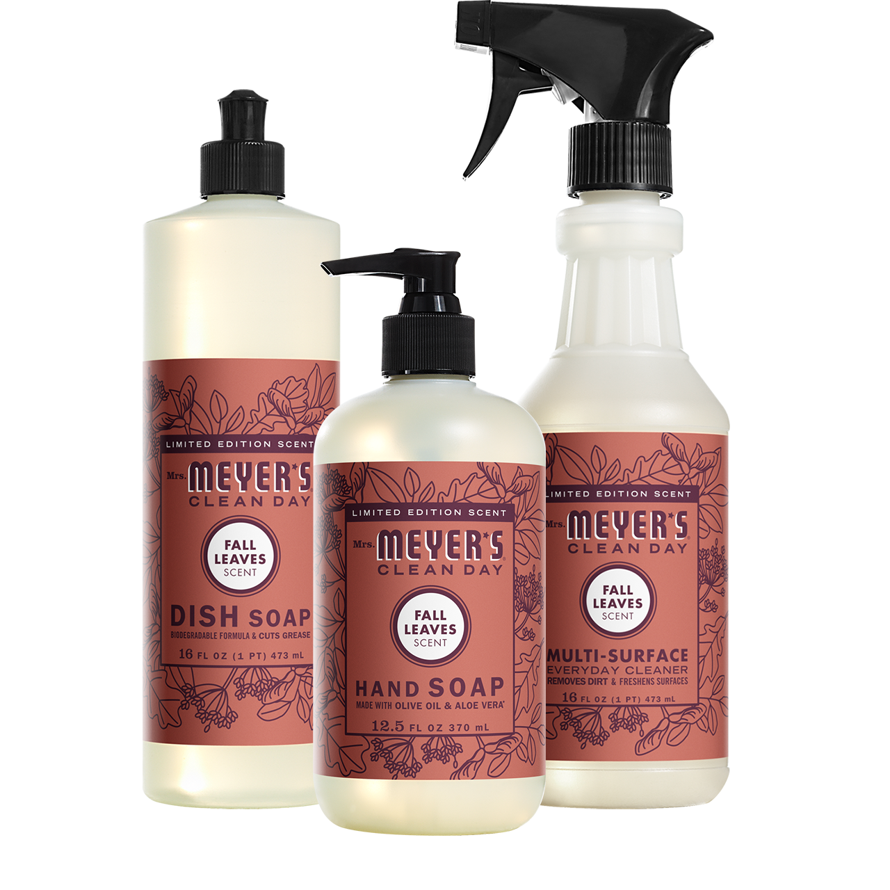 Mrs. Meyers Fall Leaves Kitchen Basics Set - for Convenient Hand Care