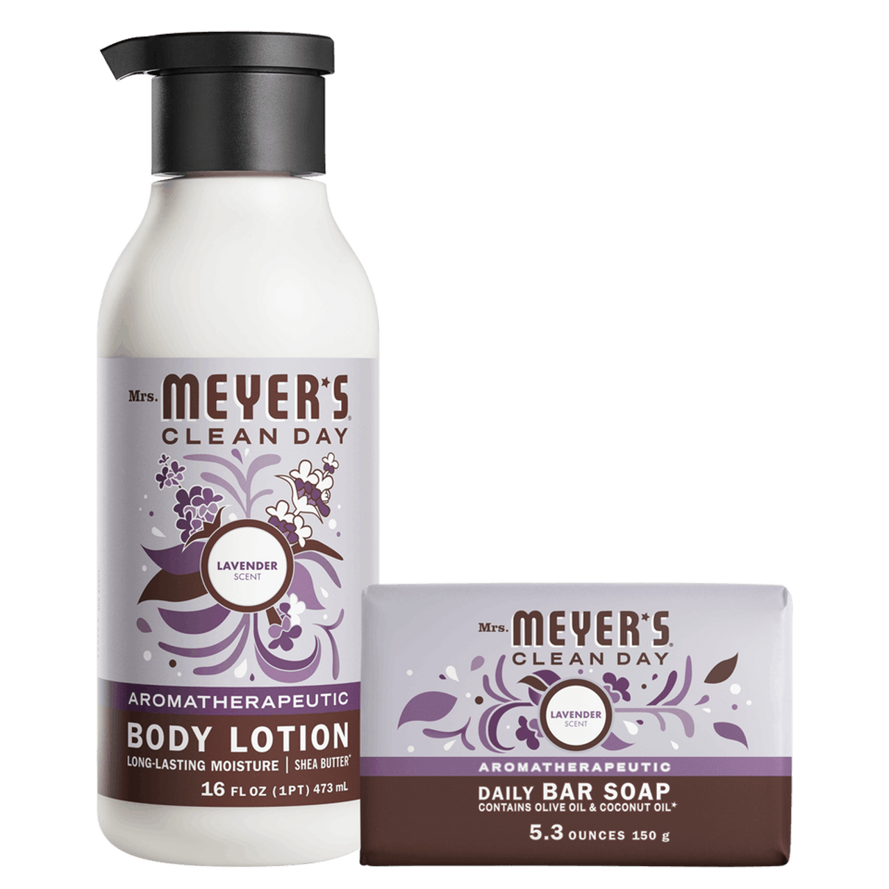 Mrs. Meyers Lavender Bar Soap and Body Lotion Set - for Convenient Body Care