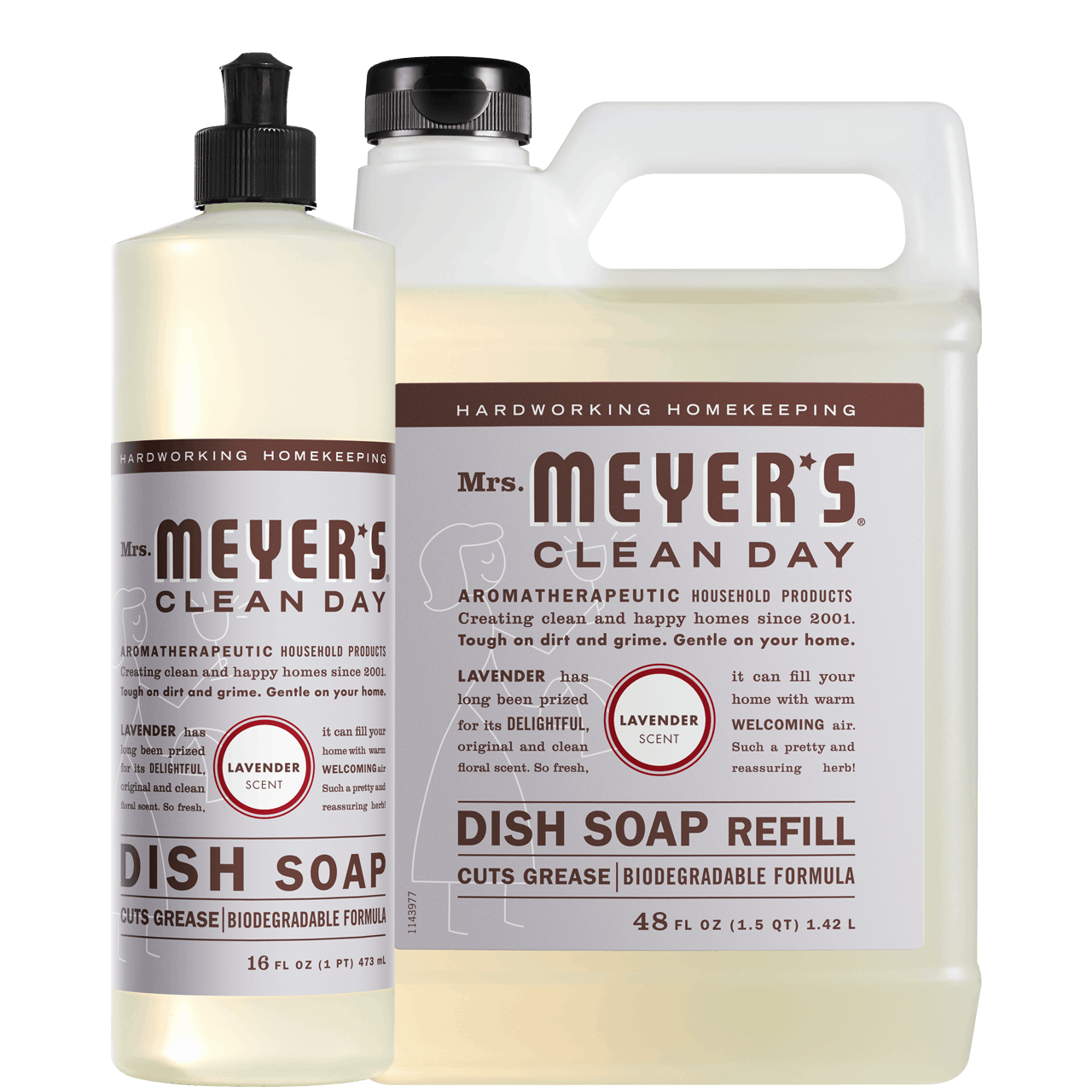 Mrs. Meyers Lavender Dish Soap and Refill Set - for Convenient Dishwashing