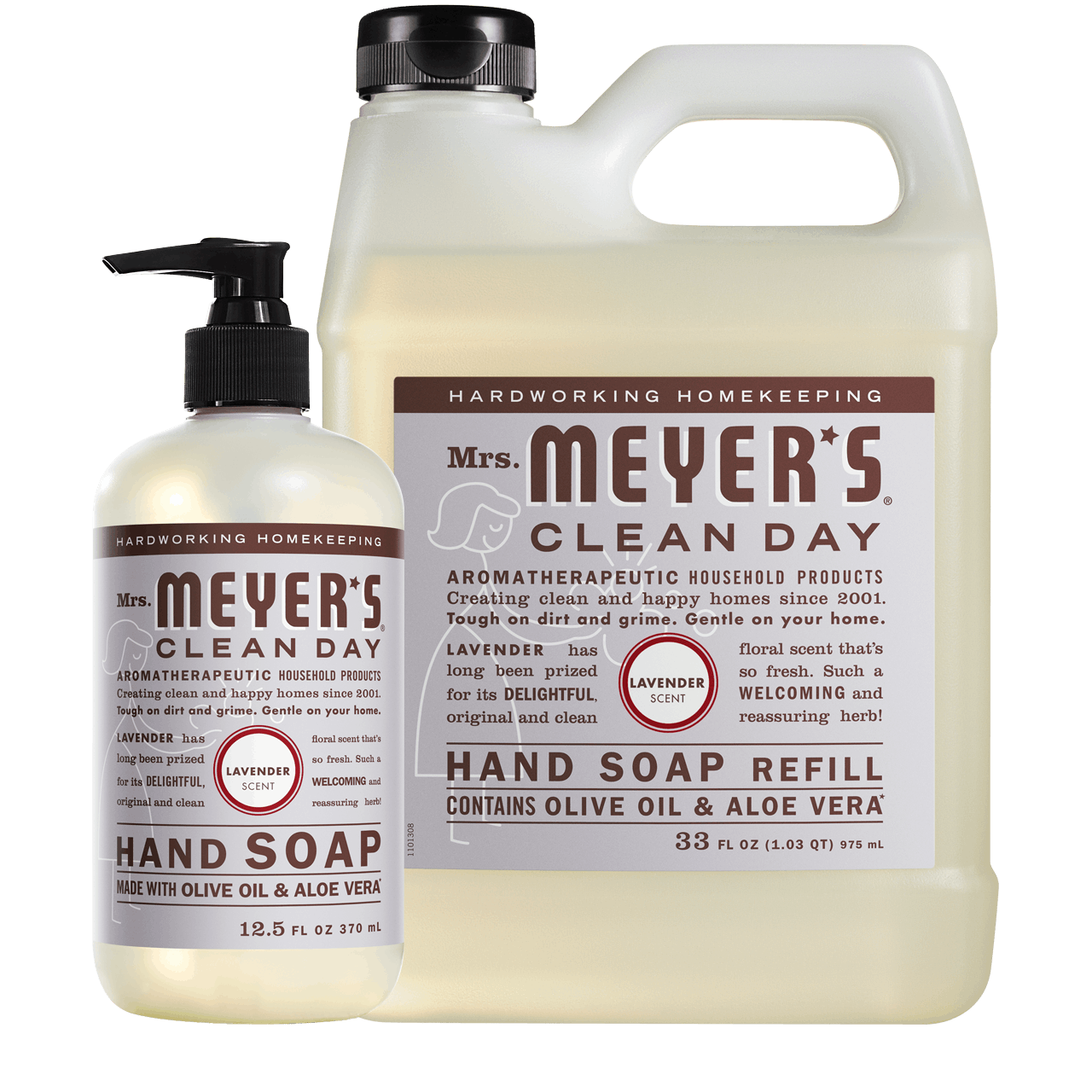 Mrs. Meyers Lavender Liquid Hand Soap and Refill Set - for Convenient Hand Care