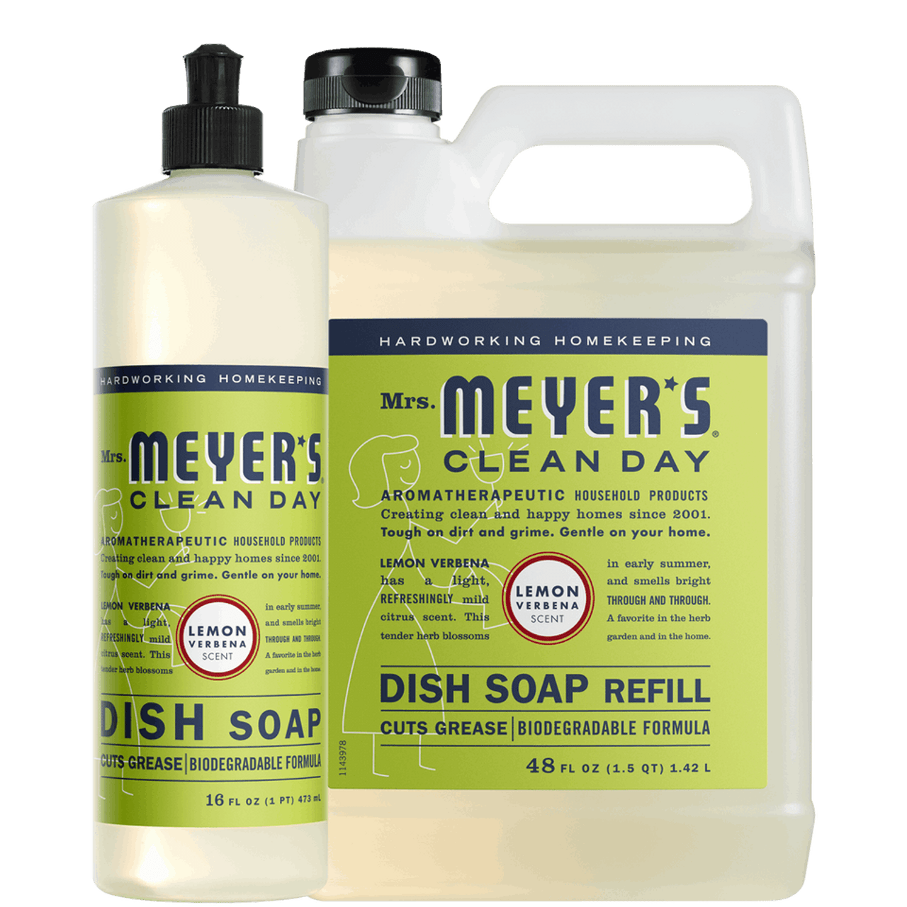 Mrs. Meyers Lemon Verbena Dish Soap and Refill set - for Convenient Dishwashing