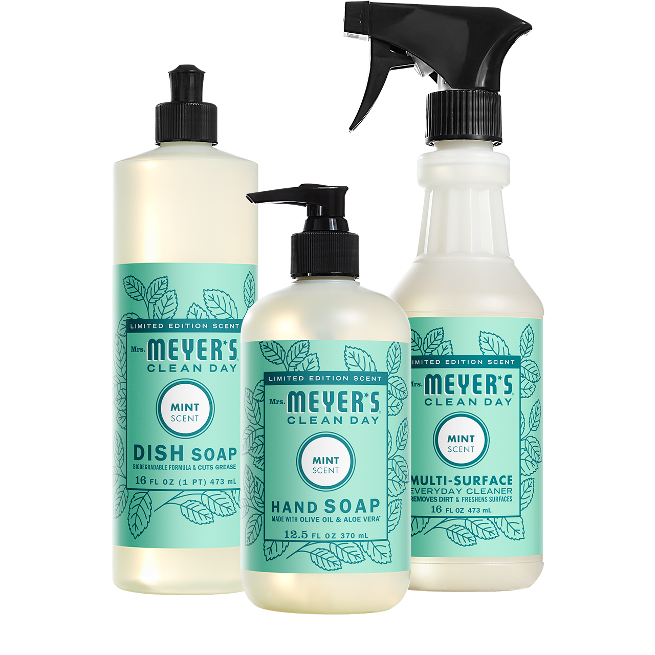 Mrs. Meyers Mint Kitchen Basics Set - for Convenient Hand Care
