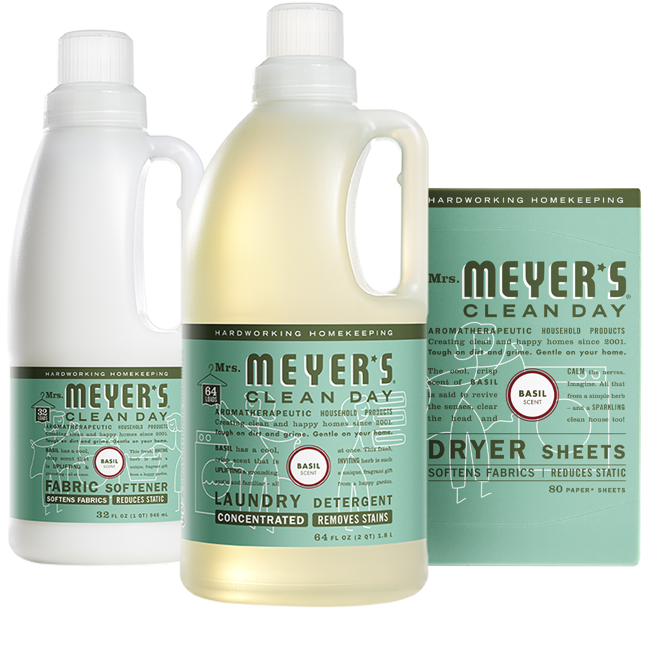 Mrs. Meyers Basil Laundry Set - for Convenient Laundry Care