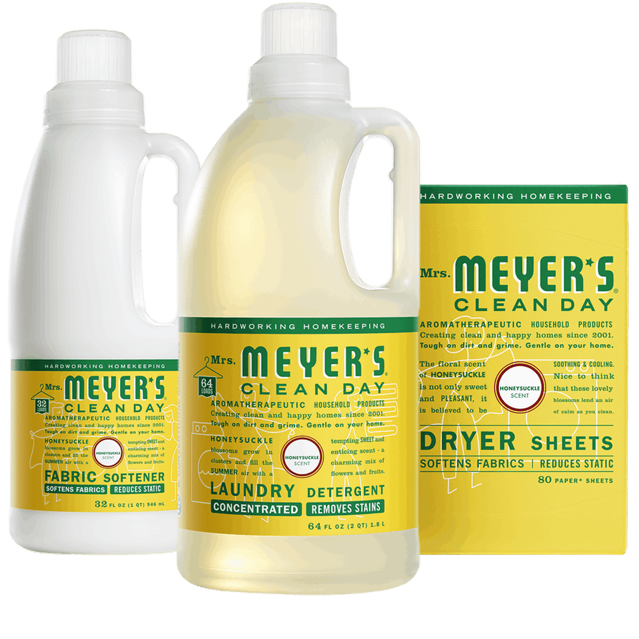 Mrs. Meyers Honeysuckle Laundry Set - for Convenient Laundry Care