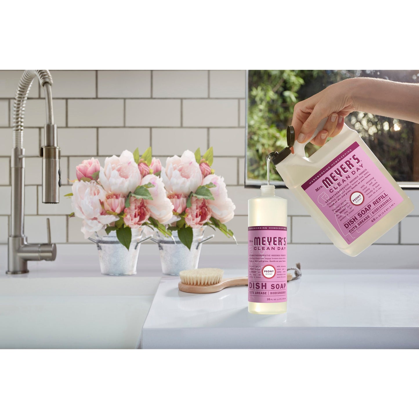 Mrs. Meyers Peony Dish Soap Refill - for Convenient Dishwashing