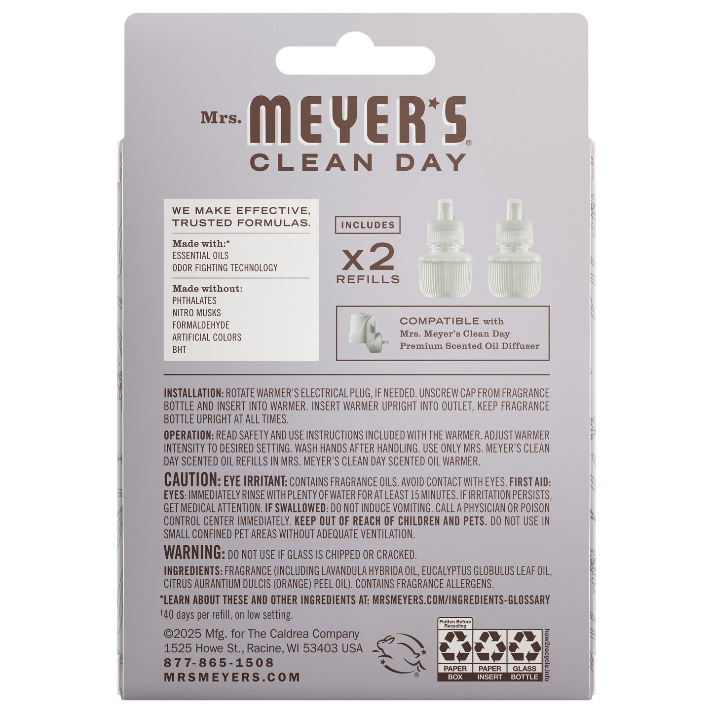 Lavender Plug In Scented Oil Refill 2 - Pack - for Convenient Home Fragrance