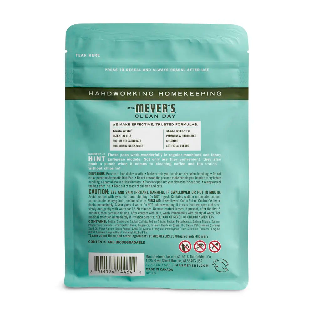 Mrs. Meyers Basil Automatic Dish Packs - for Convenient Dishwashing