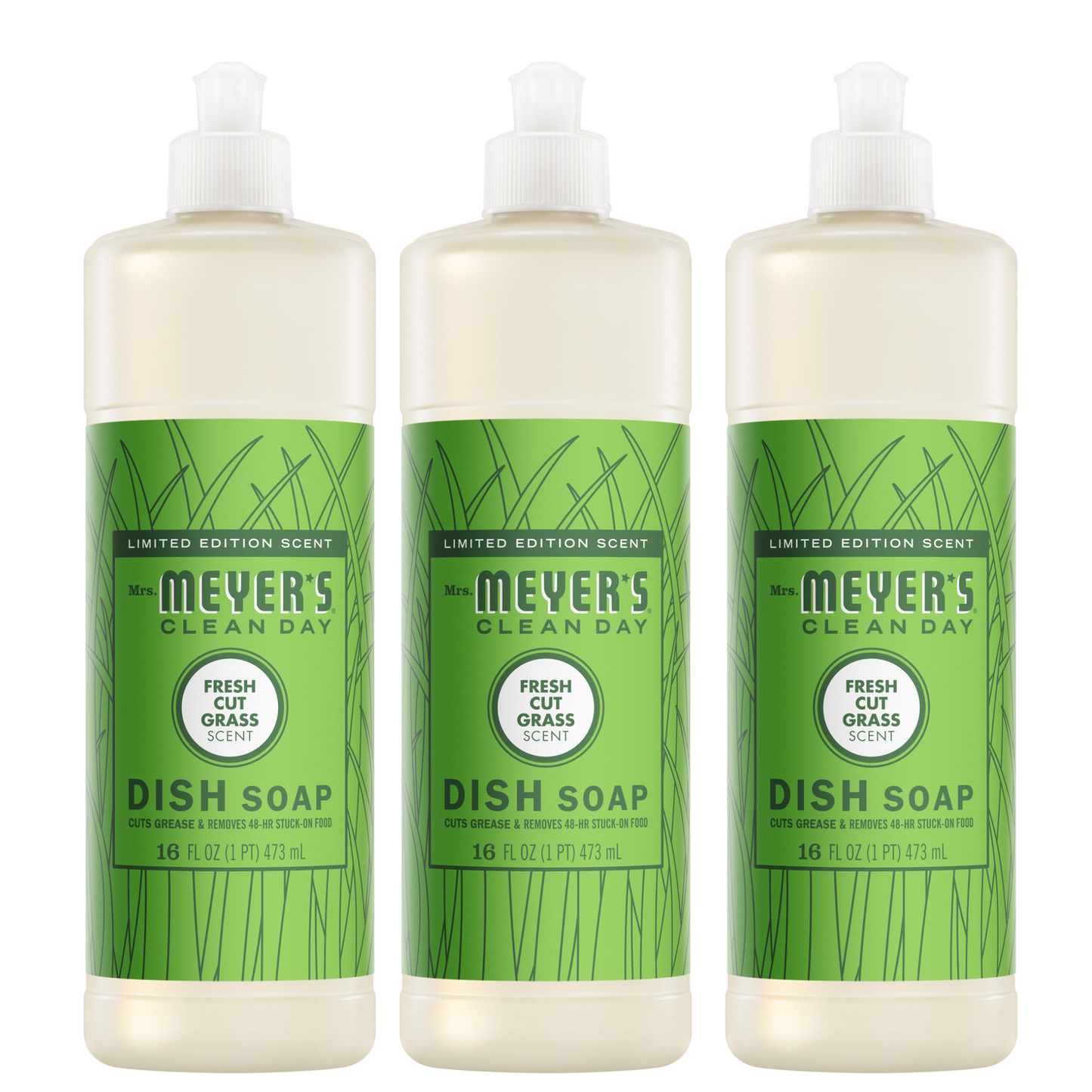 Mrs. Meyers Fresh Cut Grass Dish Soap 3 - count bundle - for Convenient Dishwashing