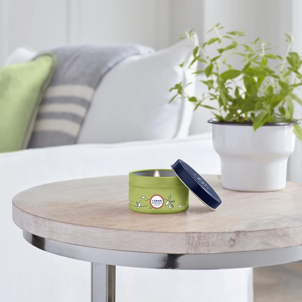 Mrs. Meyers Lemon Verbena Tin Candle - for Convenient Home Fragrance