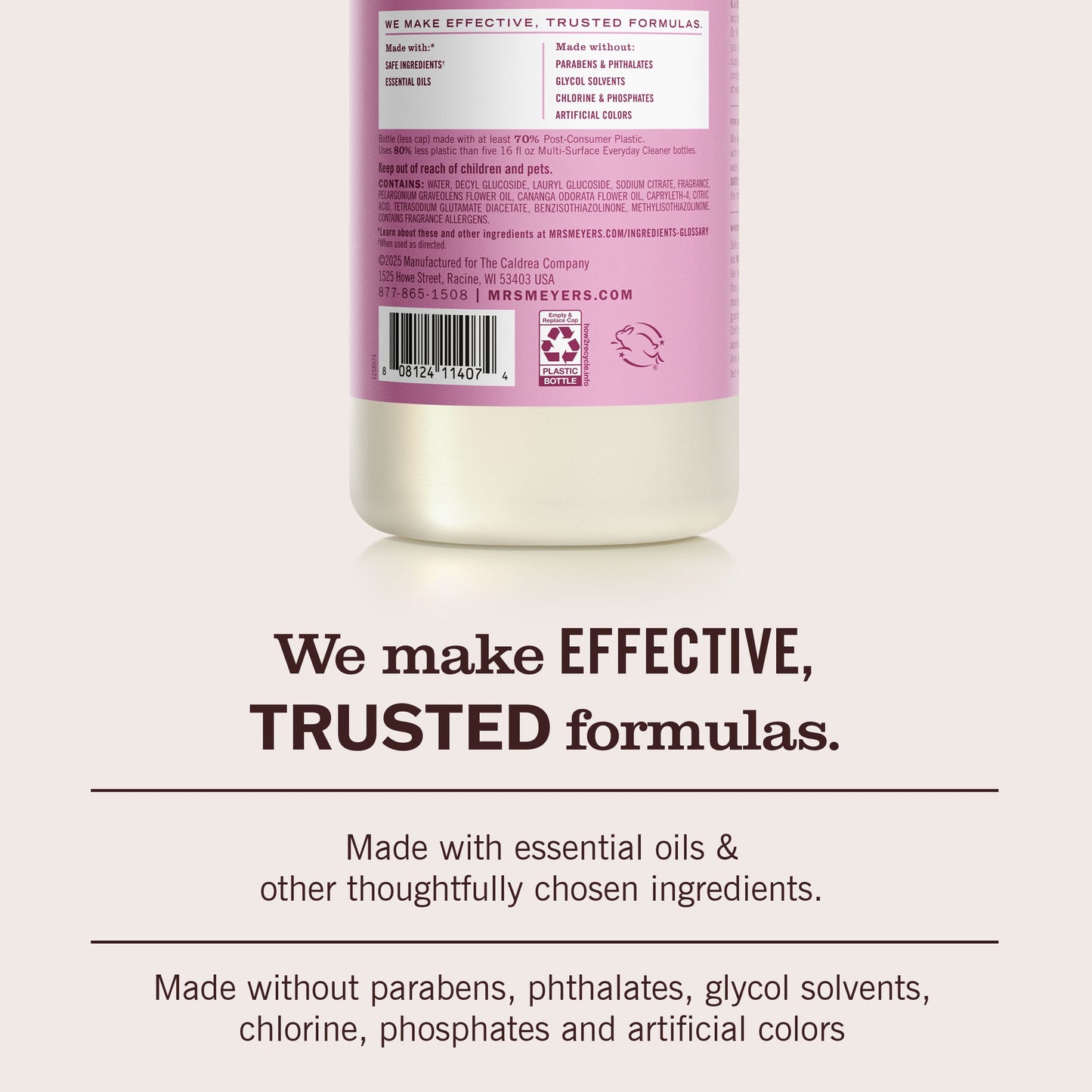 Mrs. Meyers Peony Multi - Surface Concentrate - for Convenient Easy Refilling