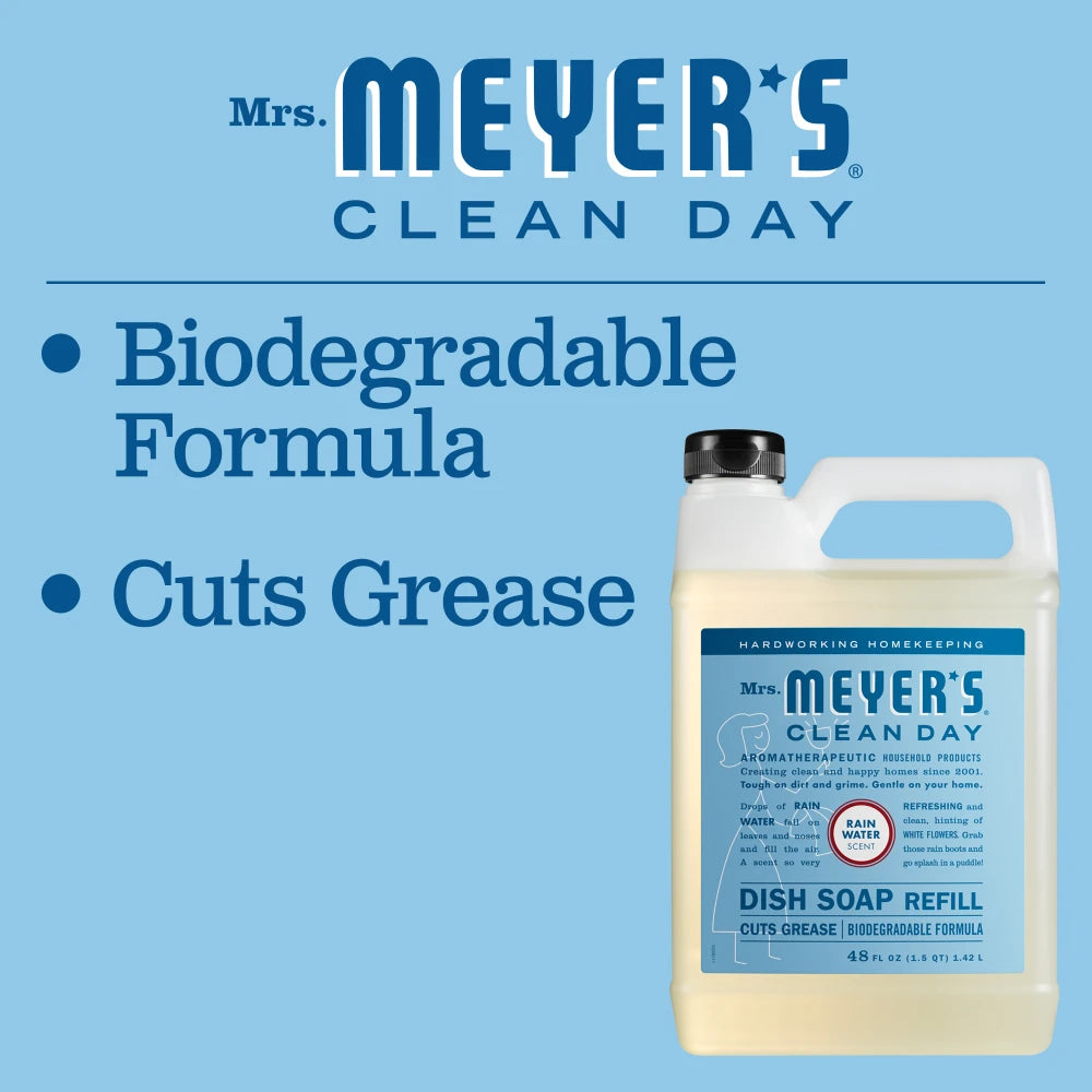 Mrs. Meyers Rain Water Dish Soap Refill - for Convenient Dishwashing