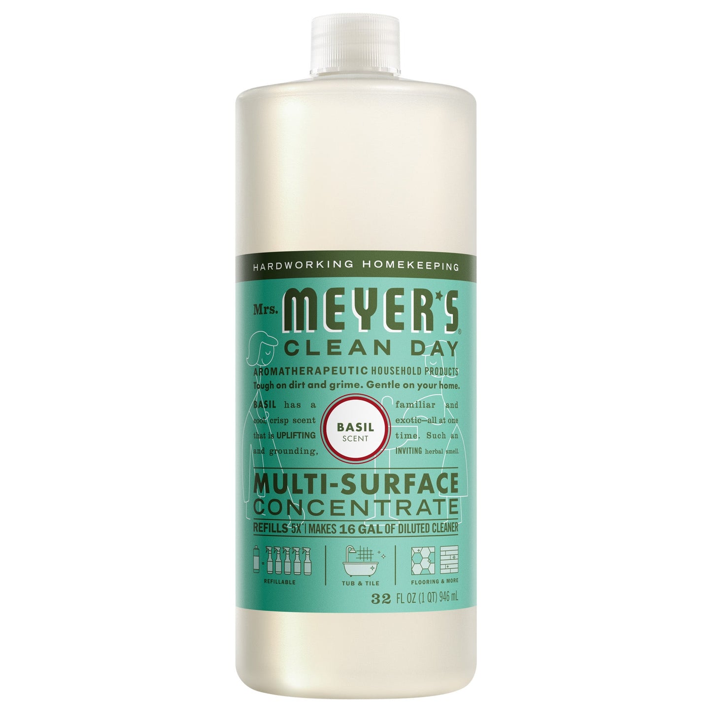 Mrs. Meyers Basil Multi - Surface Concentrate - for Convenient Easy Refilling