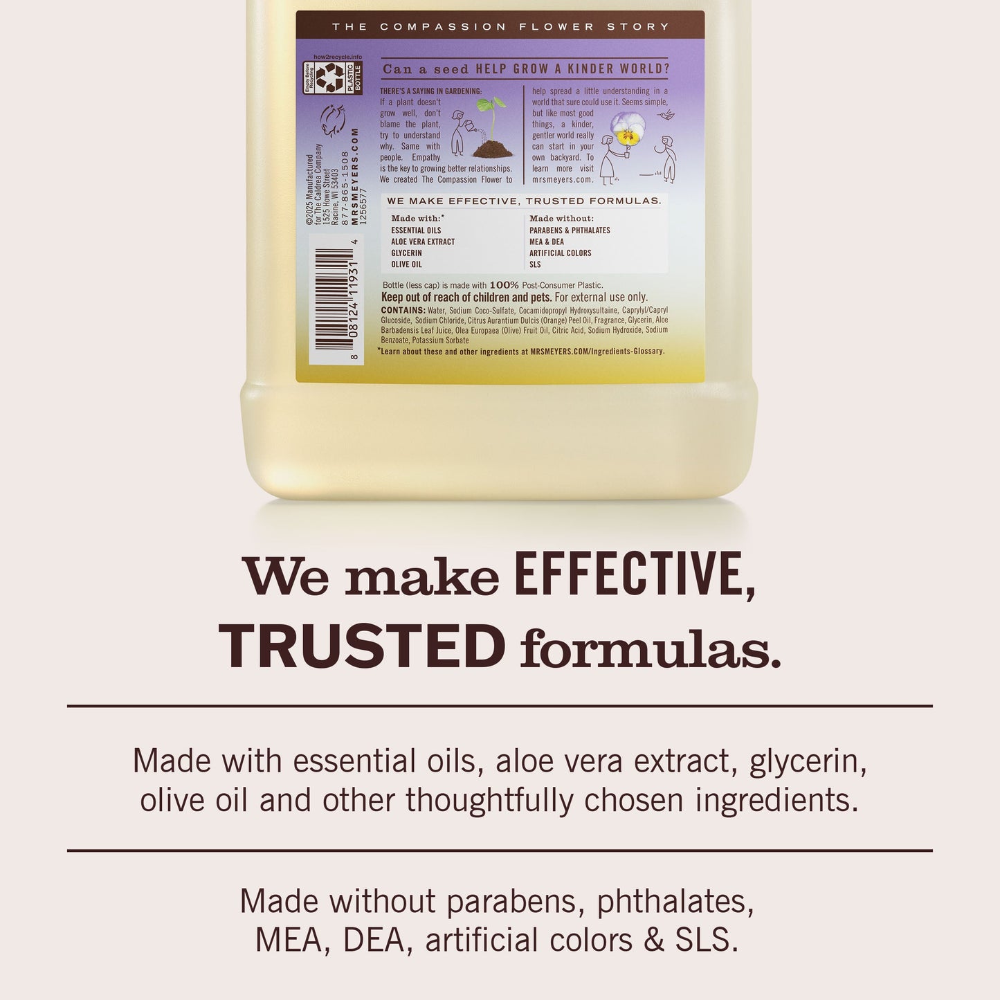 Mrs. Meyers Compassion Flower Liquid Hand Soap Refill - for Convenient Hand Care