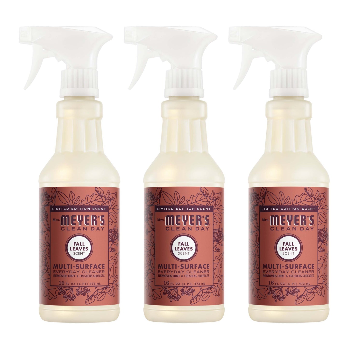Mrs. Meyers Fall Leaves Multi - Surface Everyday Cleaner 3 - count Bundle - for Convenient Coordinated Home Care