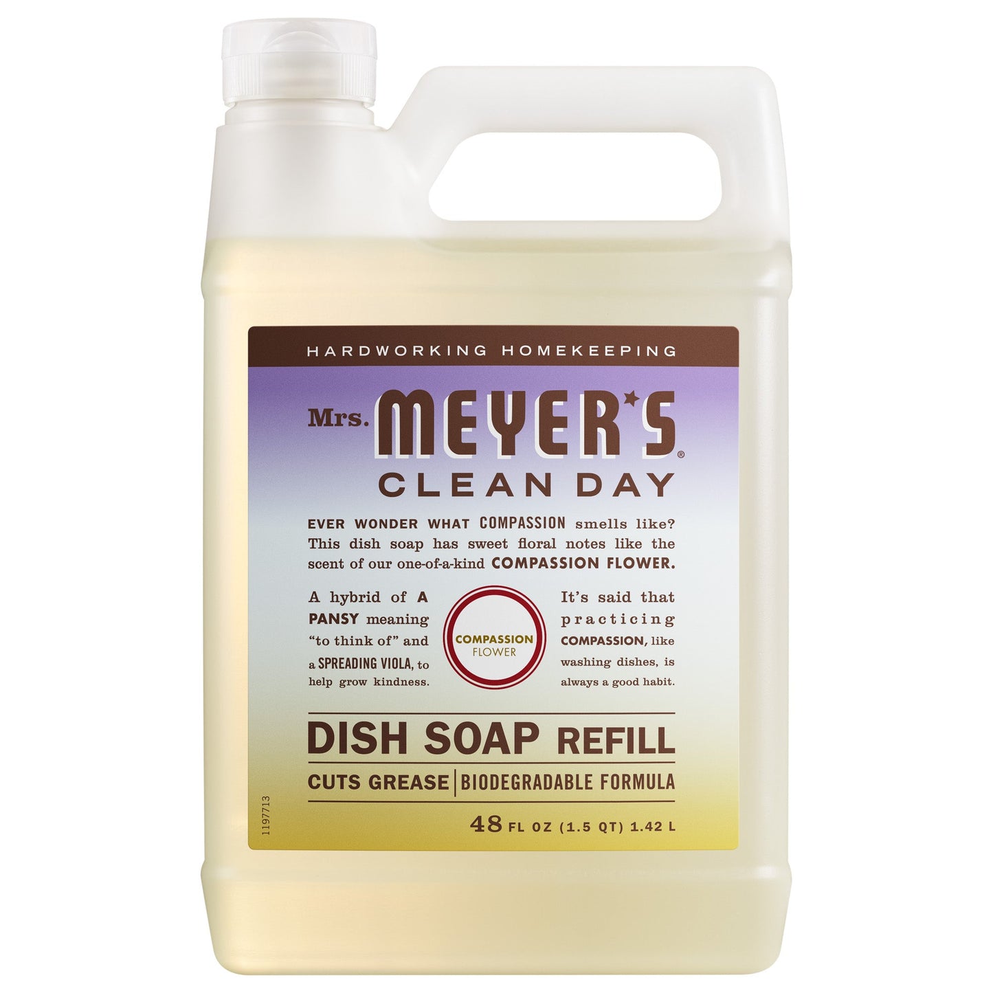 Mrs. Meyers Compassion Flower Dish Soap Refill - for Convenient Dishwashing