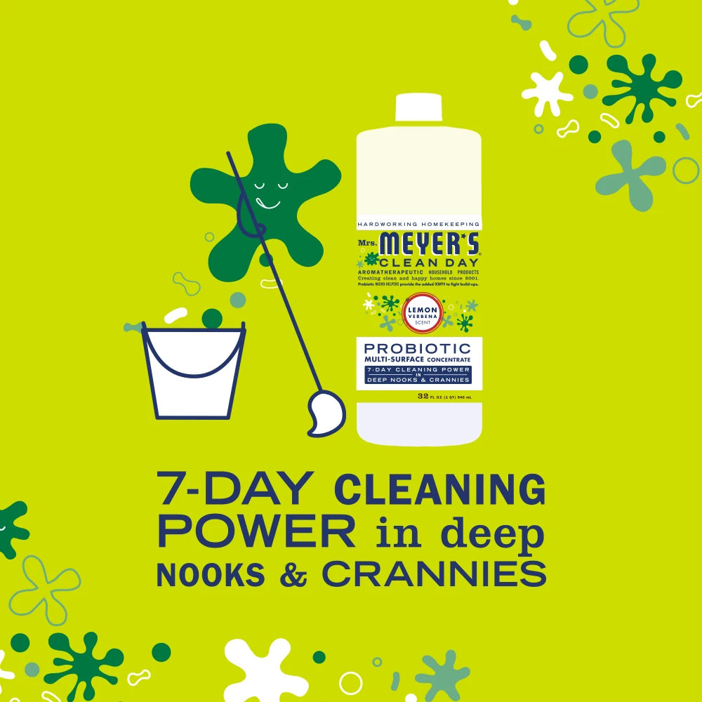 Mrs. Meyers Lemon Verbena Probiotic Multi - Surface Concentrate - for Convenient Easy Refilling