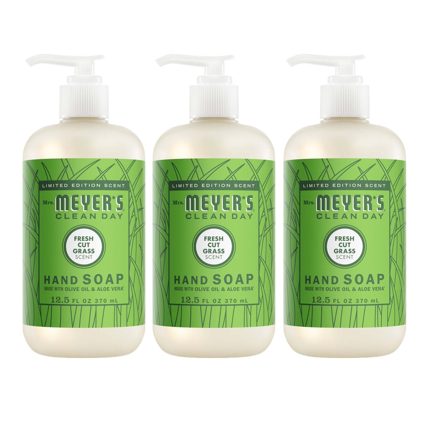 Mrs. Meyers Fresh Cut Grass Liquid Hand Soap 3 - count Bundle - for Convenient Hand Care