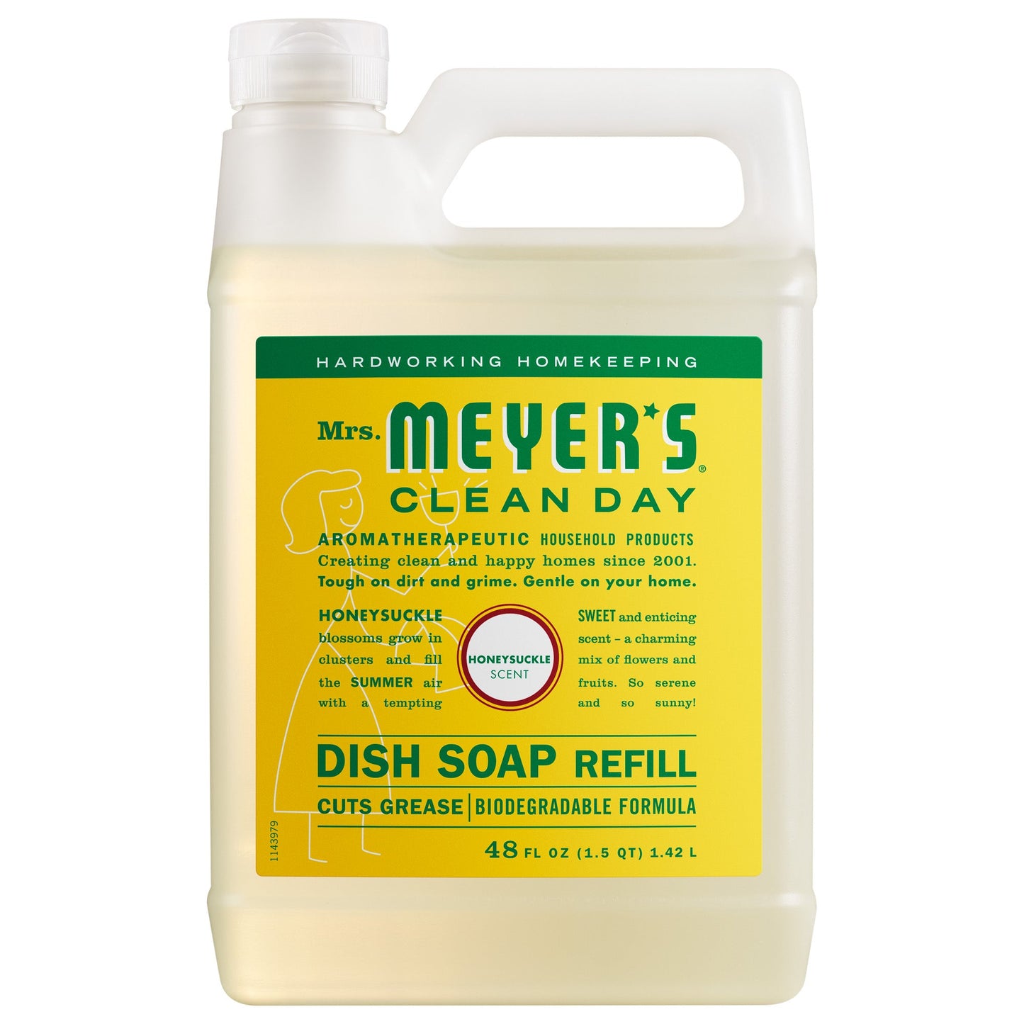 Mrs. Meyers Honeysuckle Dish Soap Refill - for Convenient Dishwashing