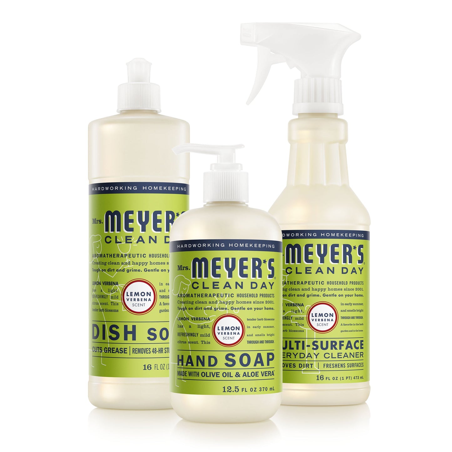 Mrs. Meyers Lemon Verbena Kitchen Basics Set - for Convenient Hand Care