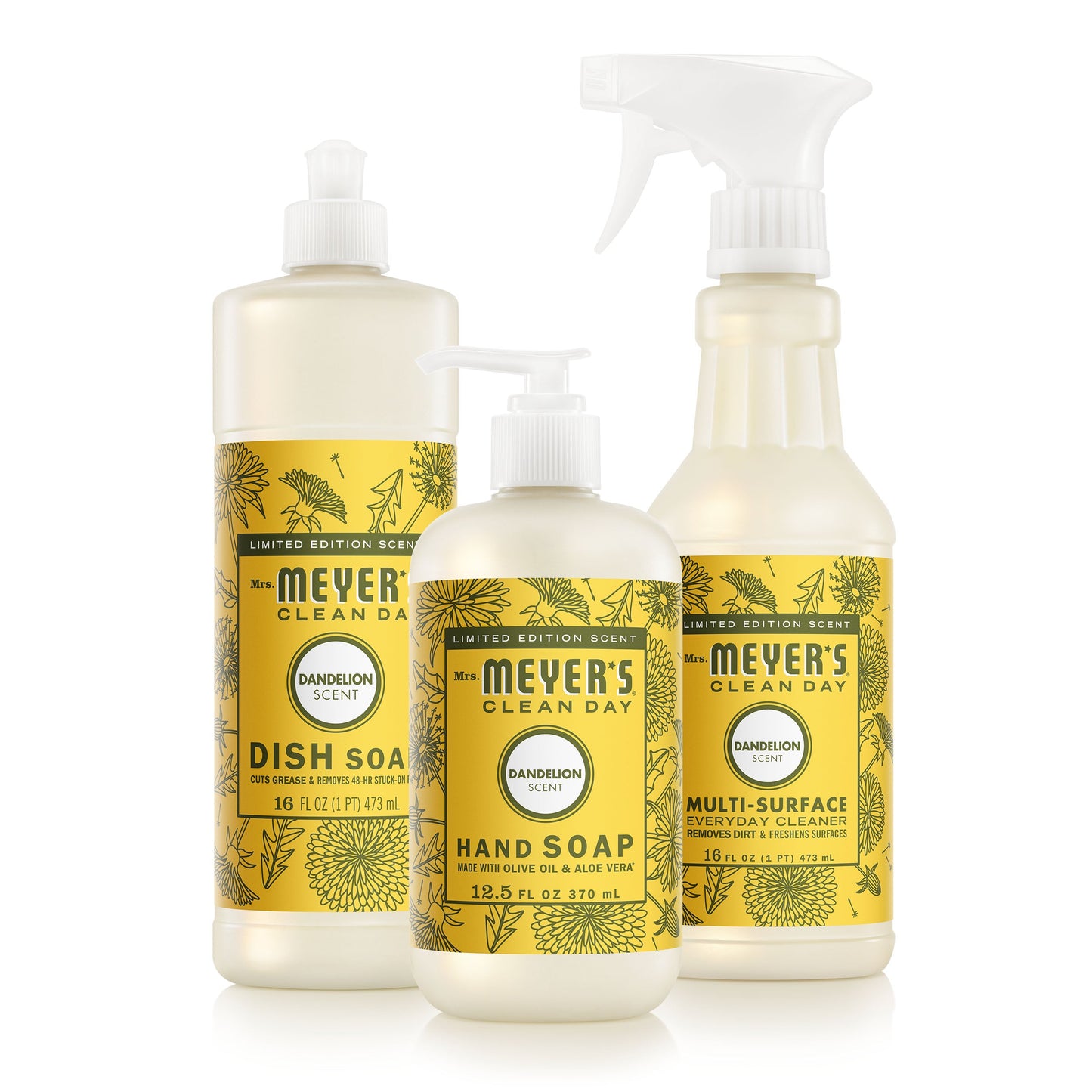 Mrs. Meyers Dandelion Kitchen Basics Set - Hand Care - for Convenient Hand Care