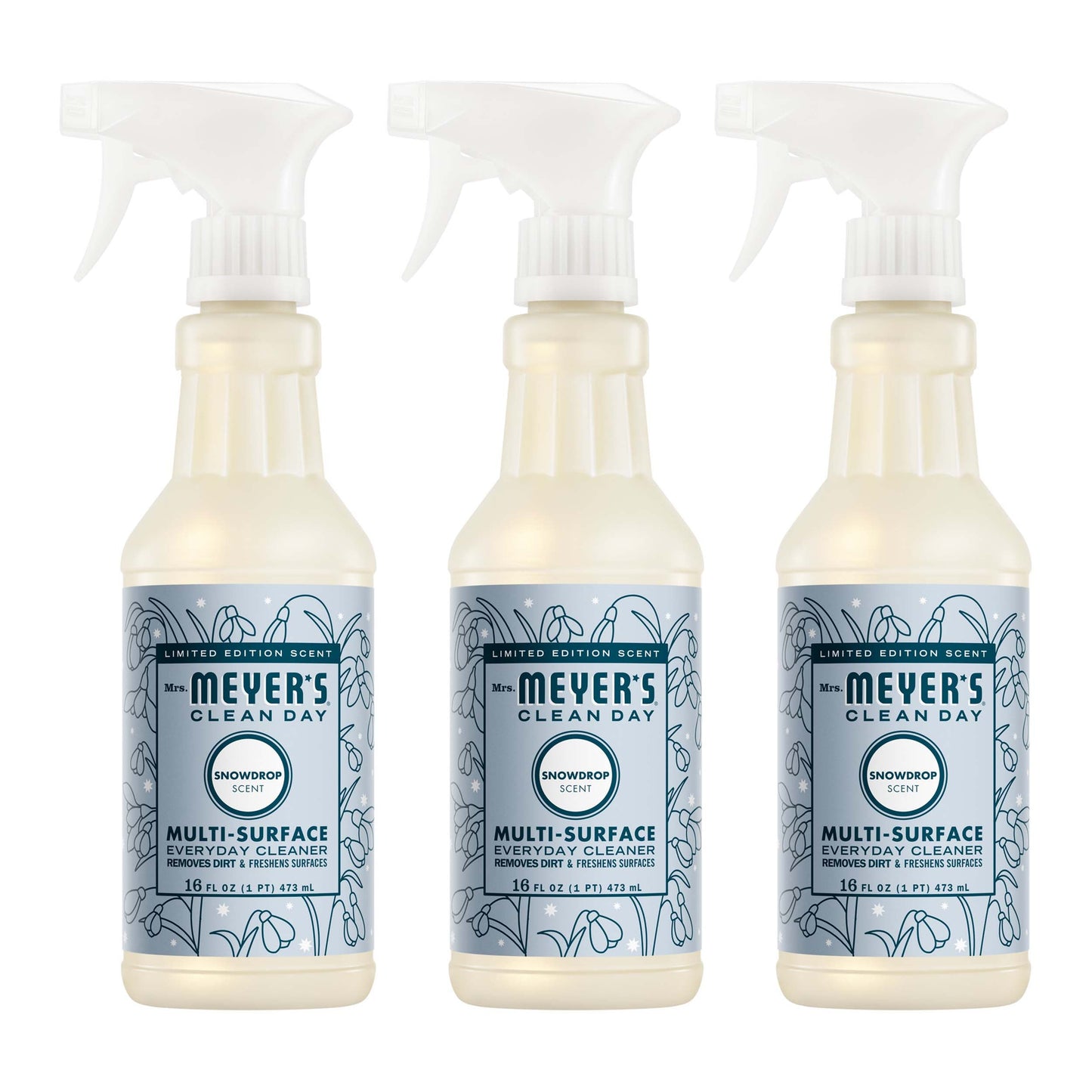 Mrs. Meyers Snowdrop Multi - Surface Everyday Cleaner 3 - count Bundle - for Convenient Coordinated Home Care