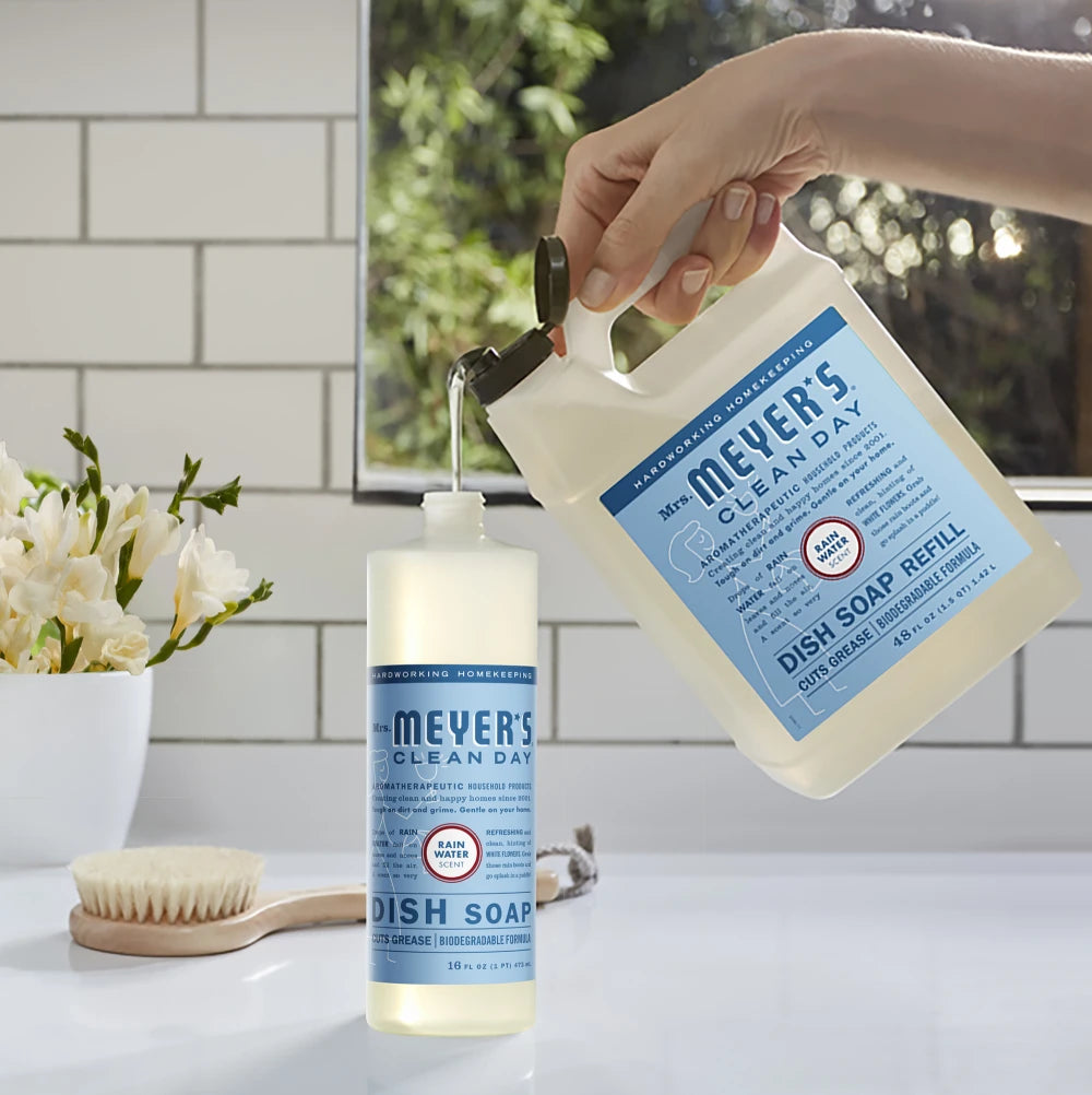 Mrs. Meyers Rain Water Dish Soap Refill - for Convenient Dishwashing