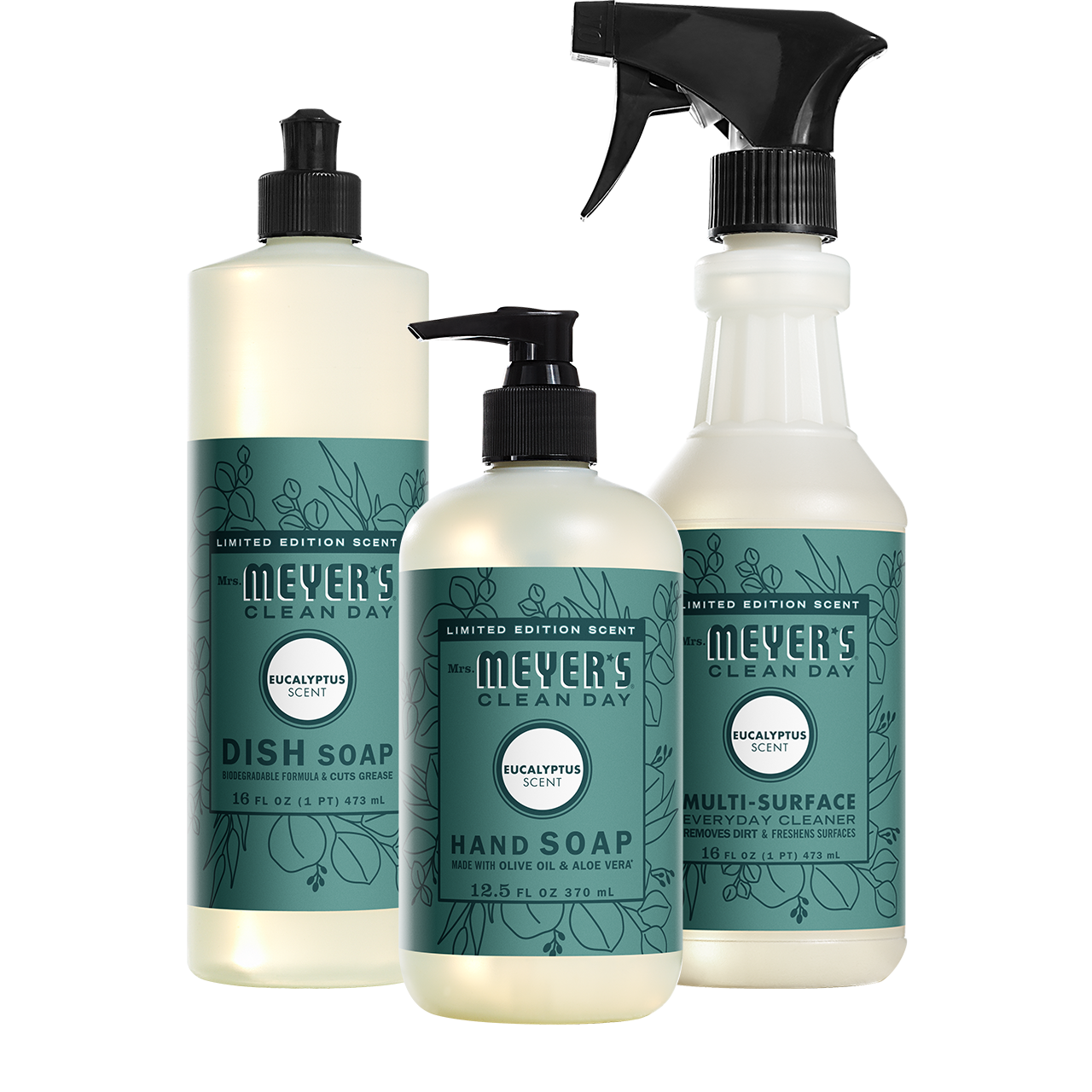 Mrs. Meyers Eucalyptus Kitchen Basics Set - for Convenient Hand Care