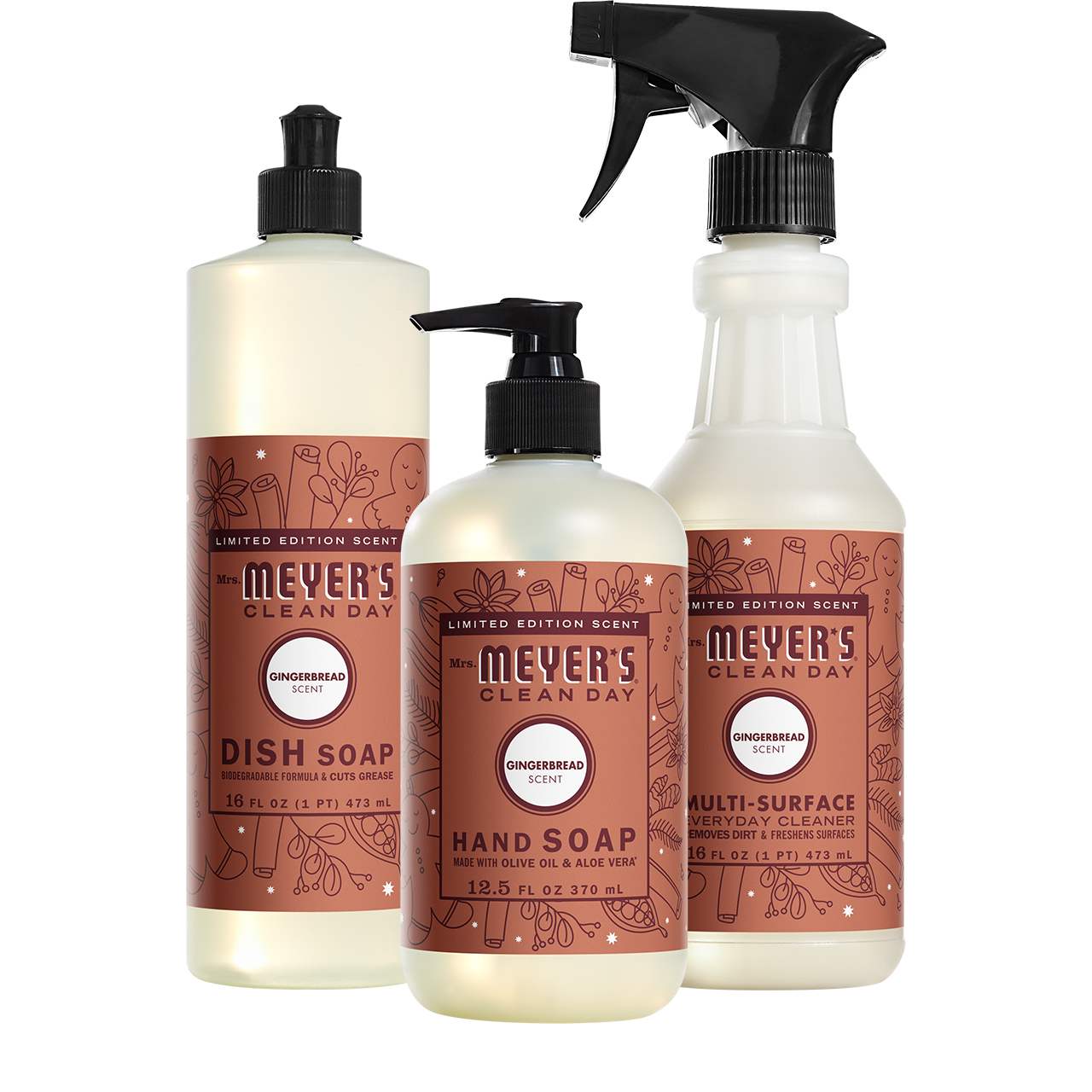 Mrs. Meyers Gingerbread Kitchen Basics Set - for Convenient Hand Care