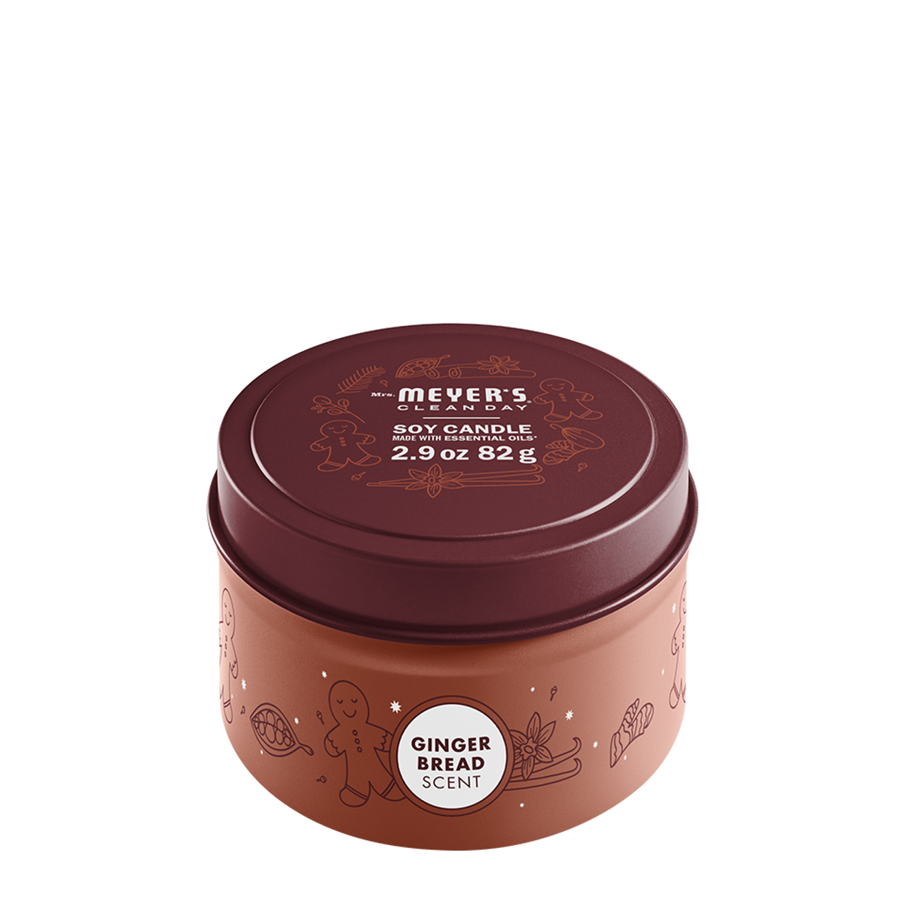 Mrs. Meyers Gingerbread Tin Candle - for Convenient Home Fragrance