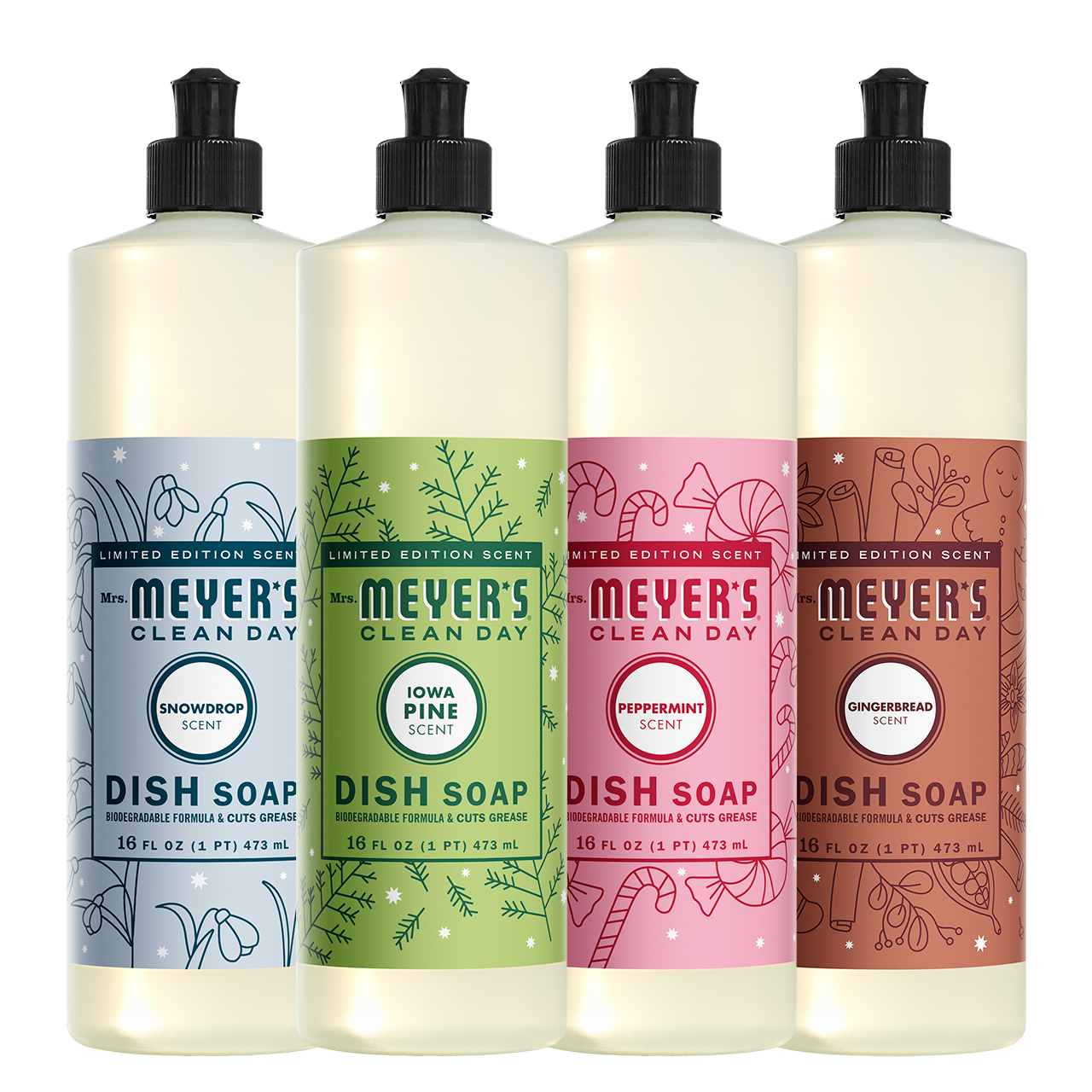 Mrs. Meyers Holiday Seasonal Dish Soap Collection - for Convenient Dishwashing