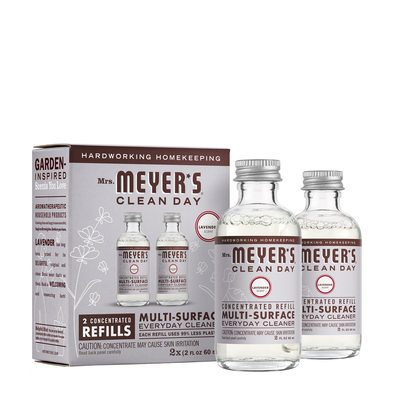 Mrs Meyers Lavender Multi - Surface Everyday Cleaner Concentrate Refill 2 - Pack - for Convenient Easy Refilling