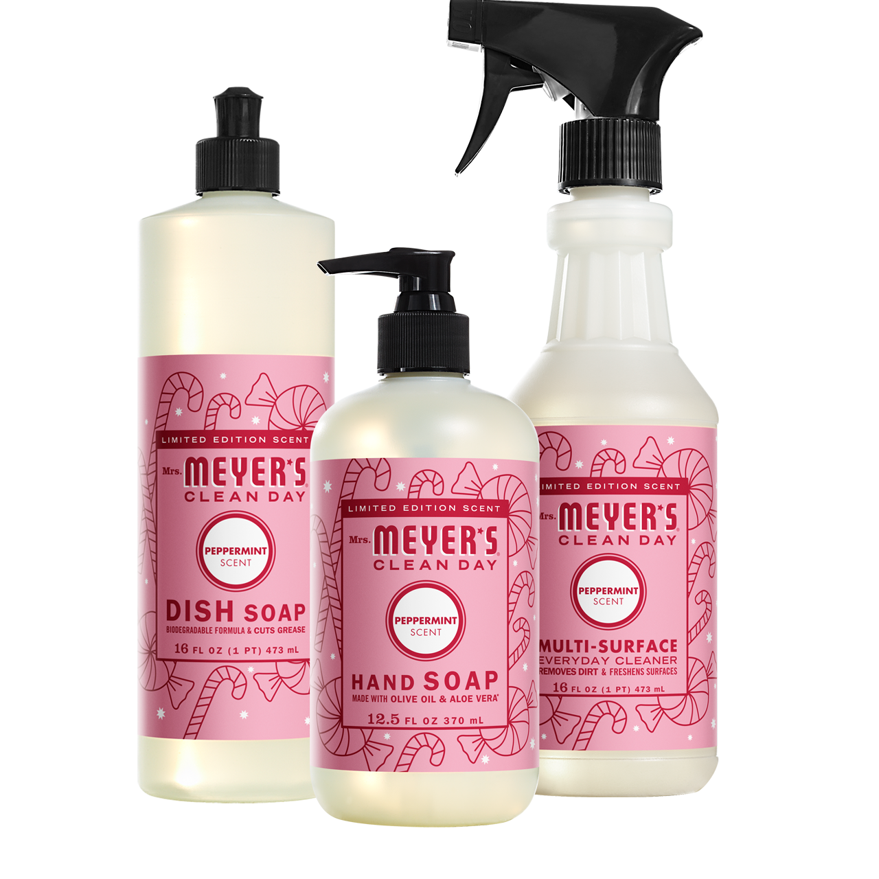 Mrs. Meyers Peppermint Kitchen Basics Set - for Convenient Hand Care