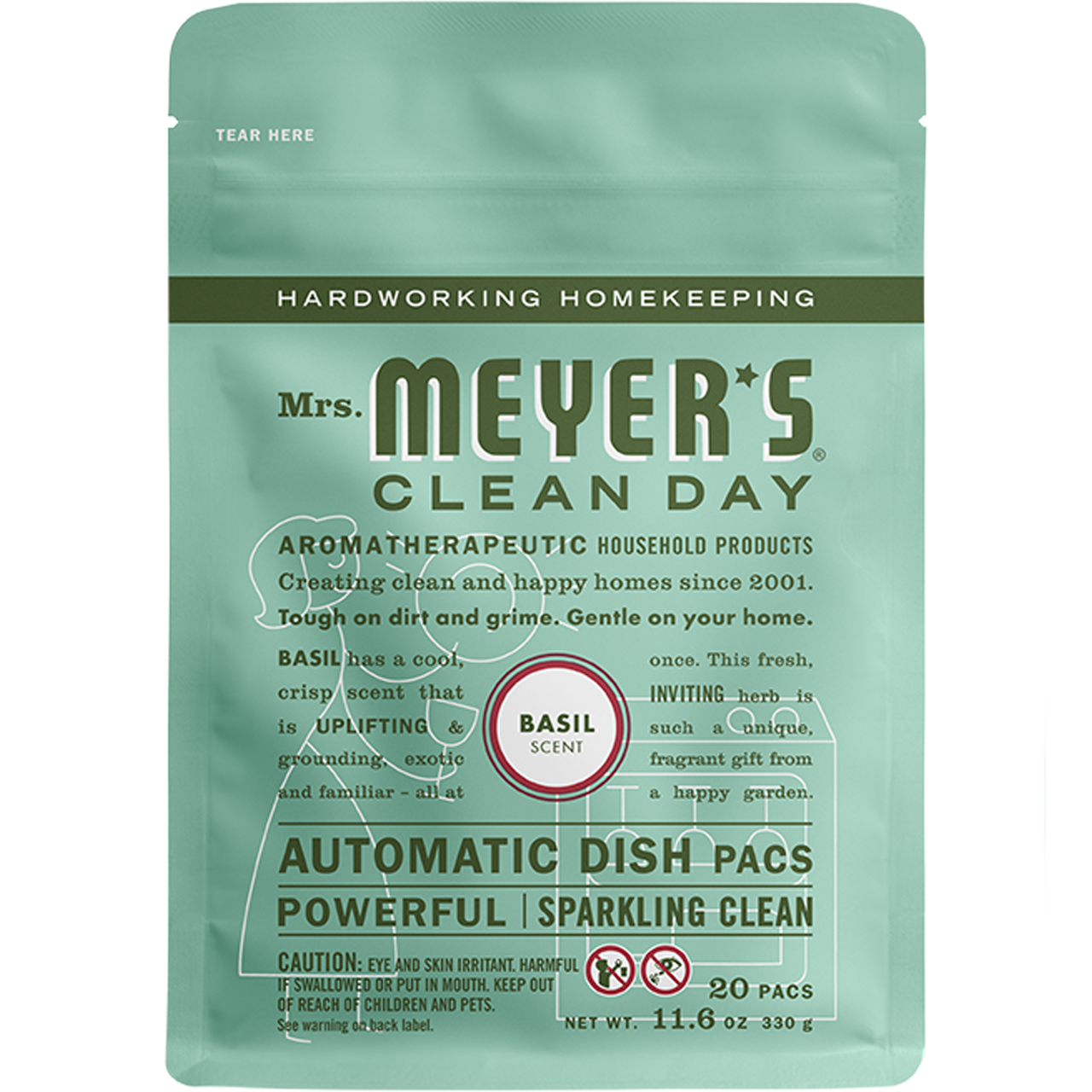 Mrs. Meyers Basil Automatic Dish Packs - for Convenient Dishwashing