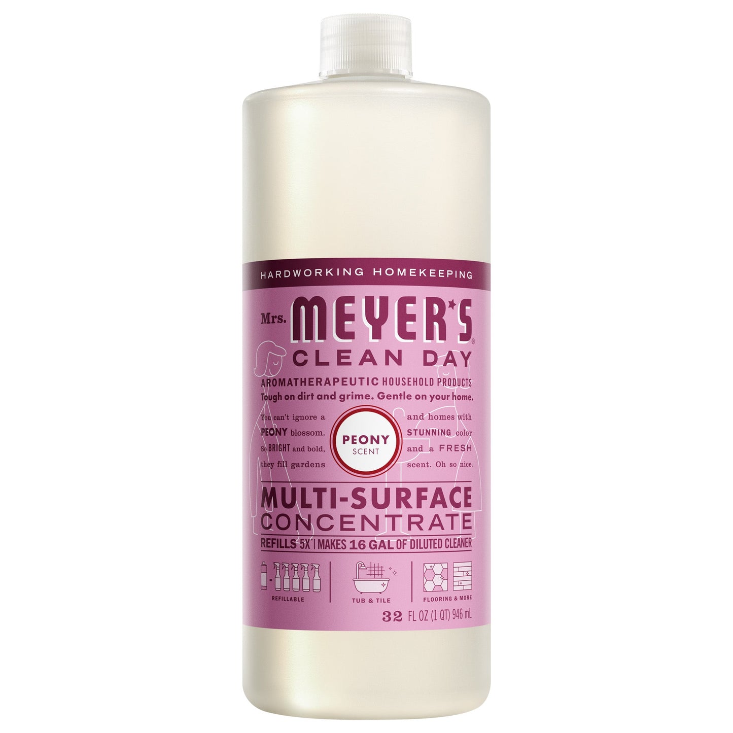 Mrs. Meyers Peony Multi - Surface Concentrate - for Convenient Easy Refilling