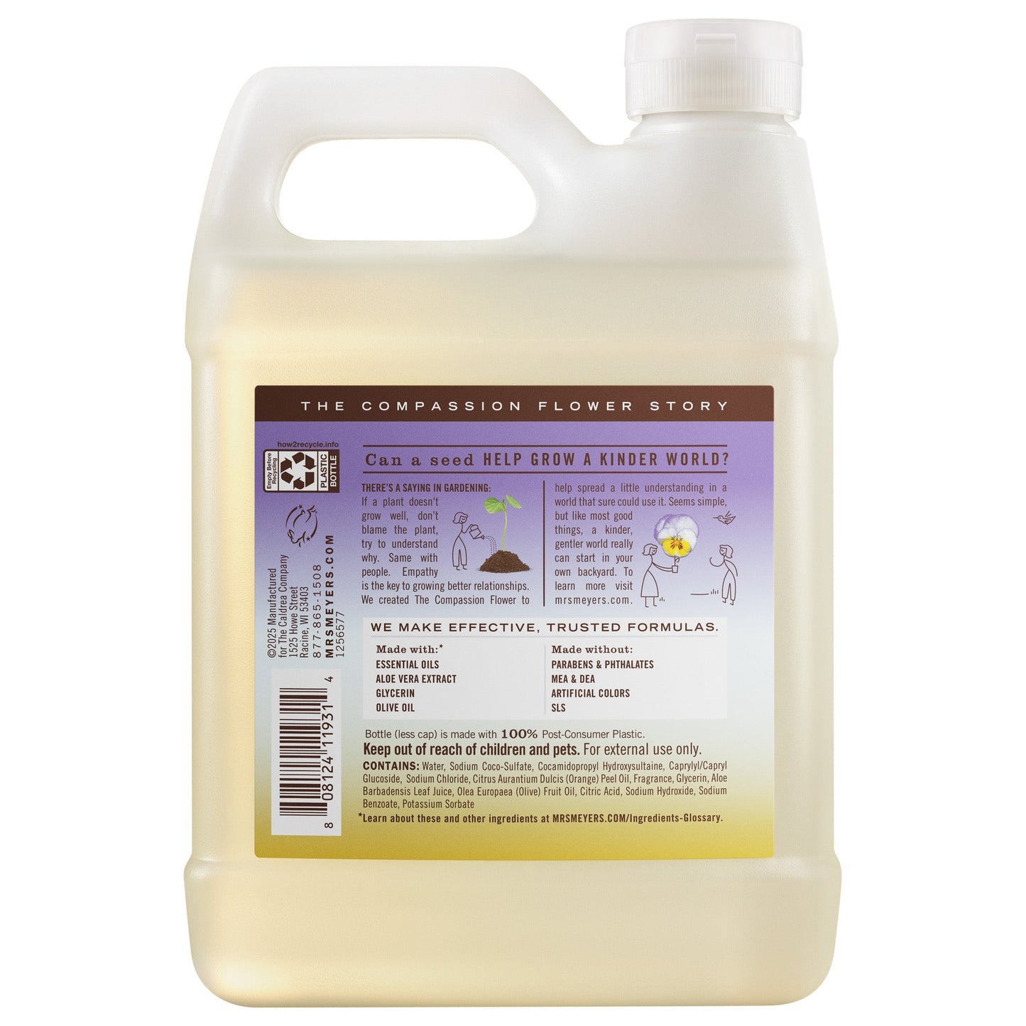 Mrs. Meyers Compassion Flower Liquid Hand Soap Refill - for Convenient Hand Care