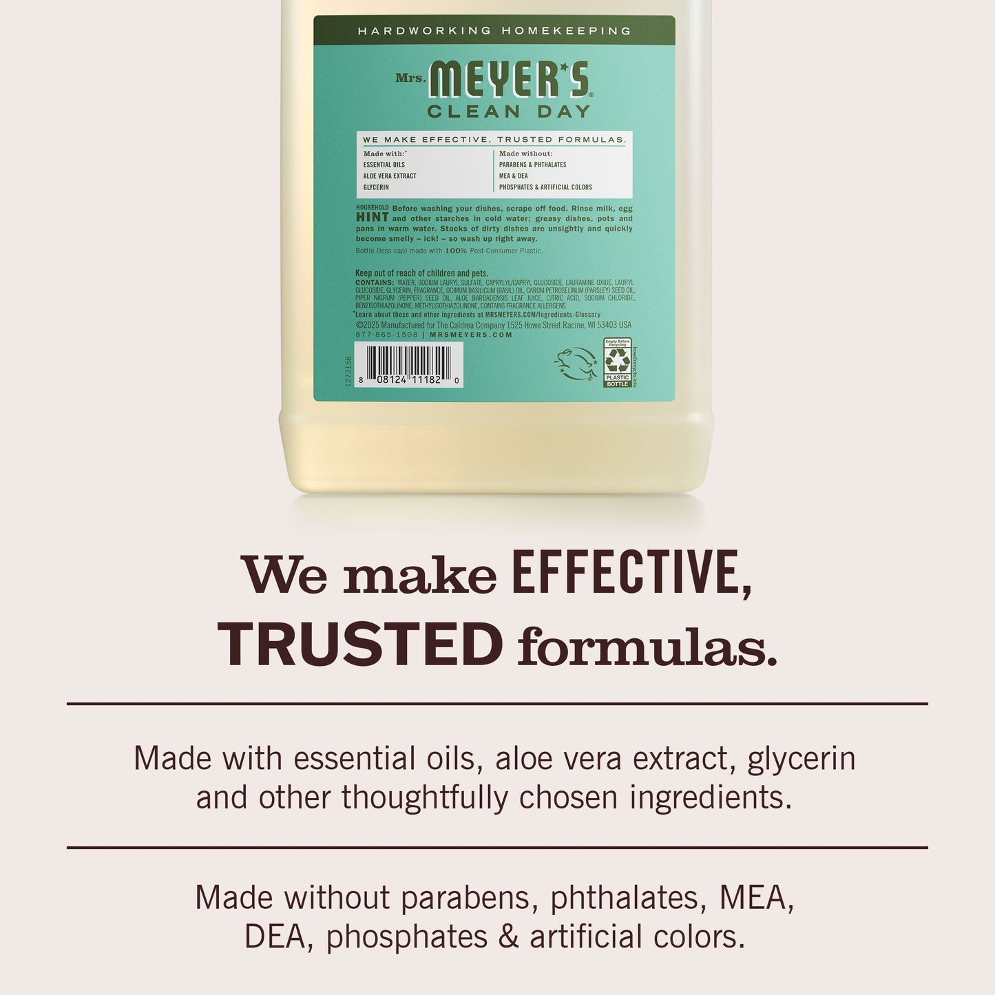 Mrs. Meyers Basil Dish Soap Refill - for Convenient Dishwashing