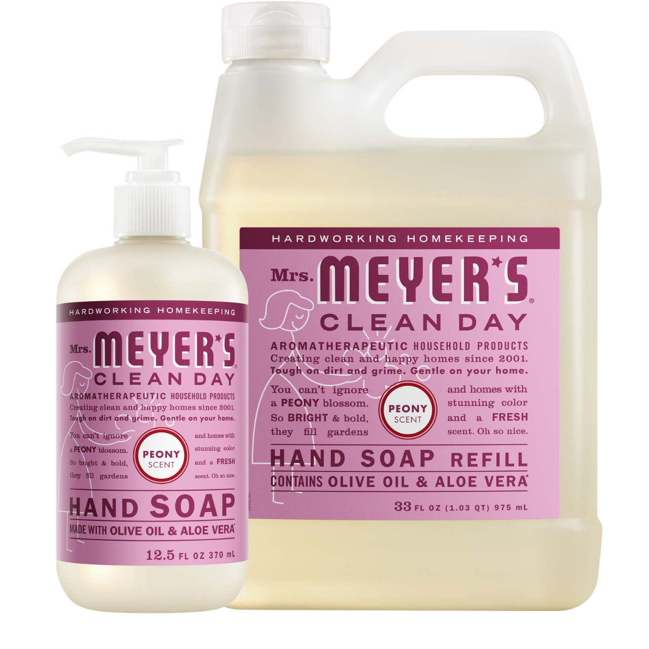 Peony Liquid Hand Soap and Refill Set - for Convenient Hand Care