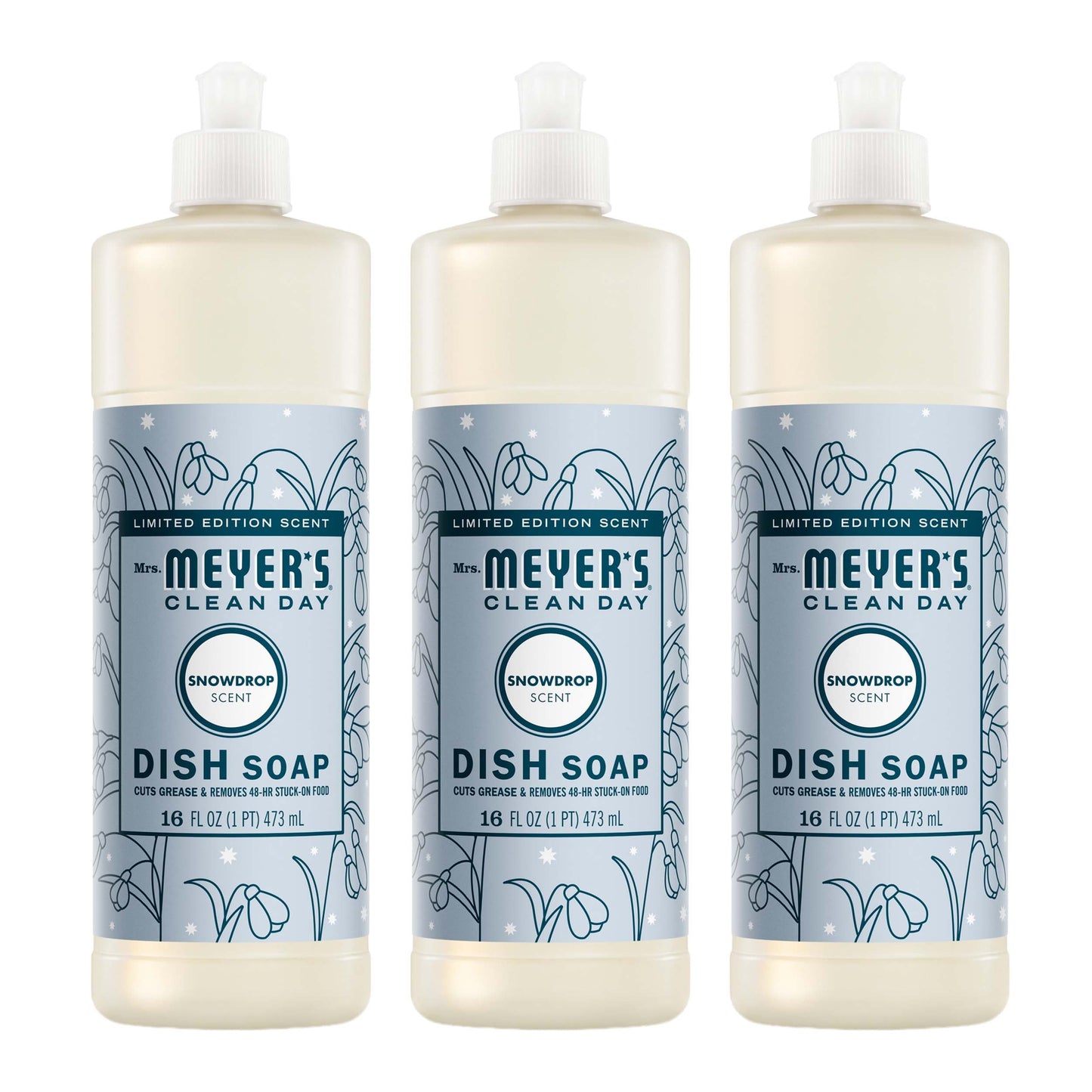 Mrs. Meyers Snowdrop Dish Soap 3 - count bundle - for Convenient Dishwashing