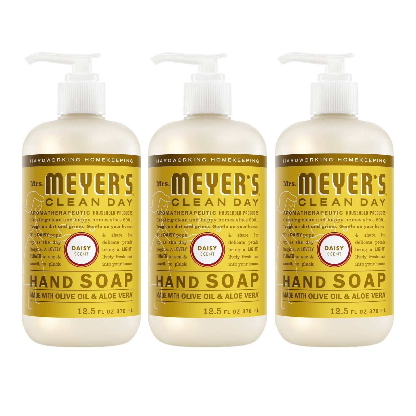 Mrs. Meyers Daisy Liquid Hand Soap 3 - count Bundle - for Convenient Hand Care