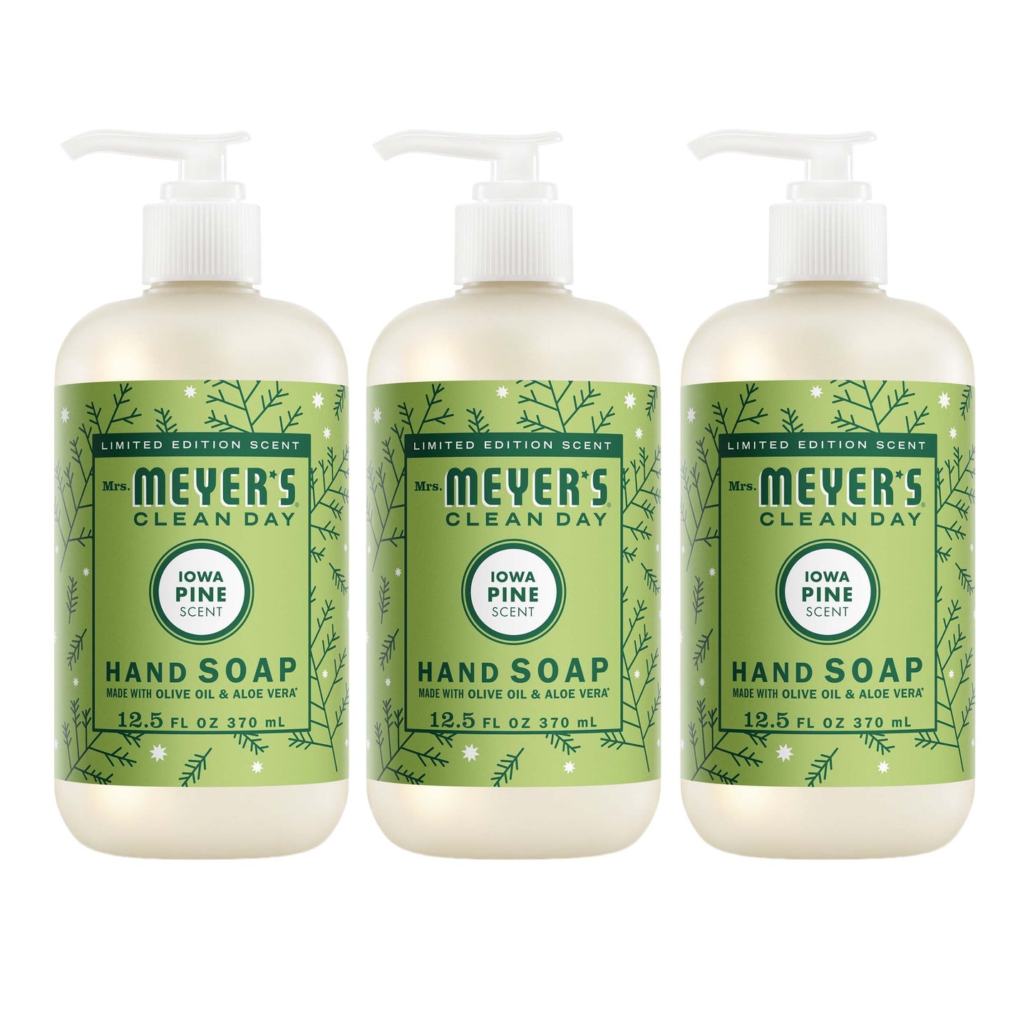 Mrs. Meyers Iowa Pine Liquid Hand Soap 3 - count Bundle - for Convenient Hand Care