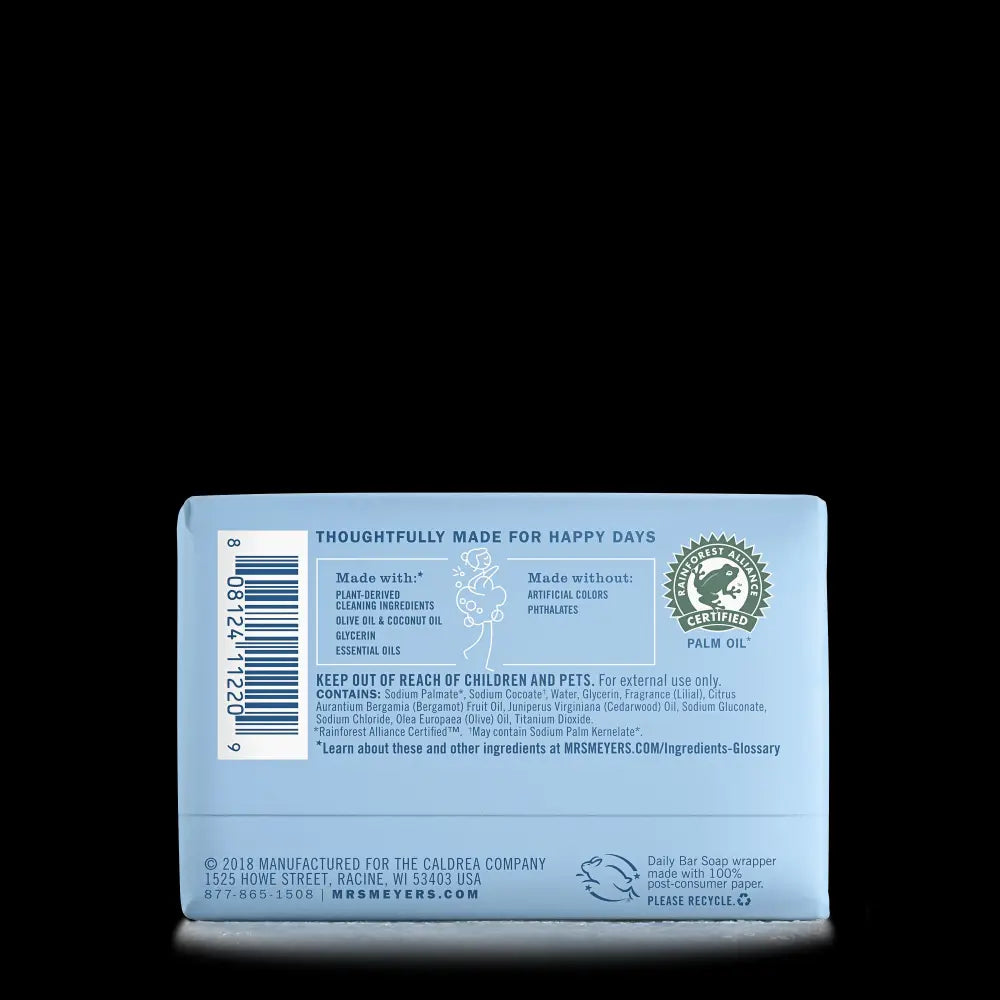 Mrs. Meyers Rain Water Daily Bar Soap - for Convenient Body Care