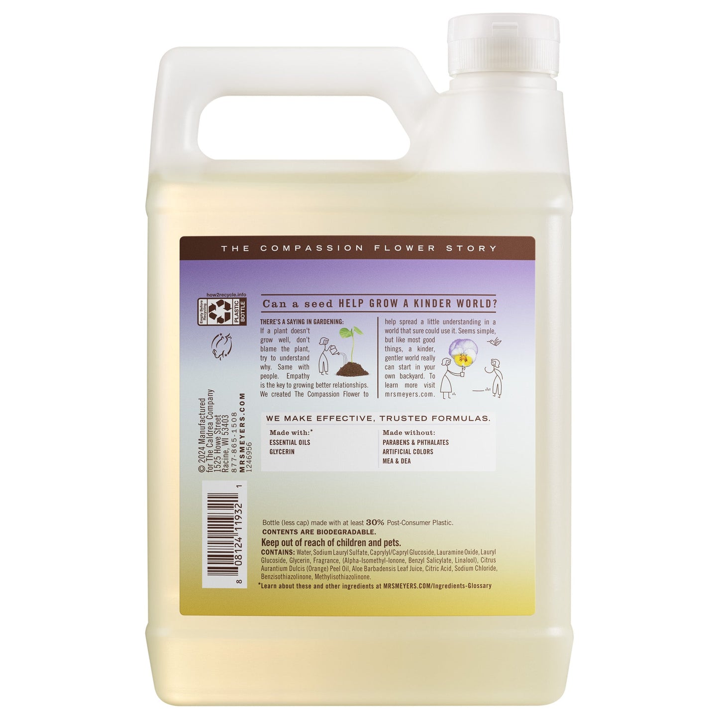 Mrs. Meyers Compassion Flower Dish Soap Refill - for Convenient Dishwashing