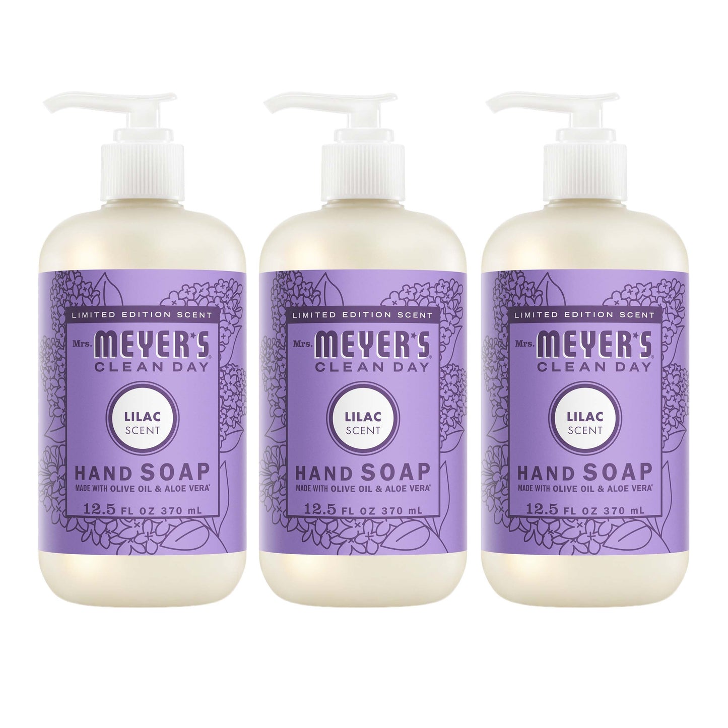 Mrs. Meyers Lilac Liquid Hand Soap 3 - count Bundle - for Convenient Hand Care