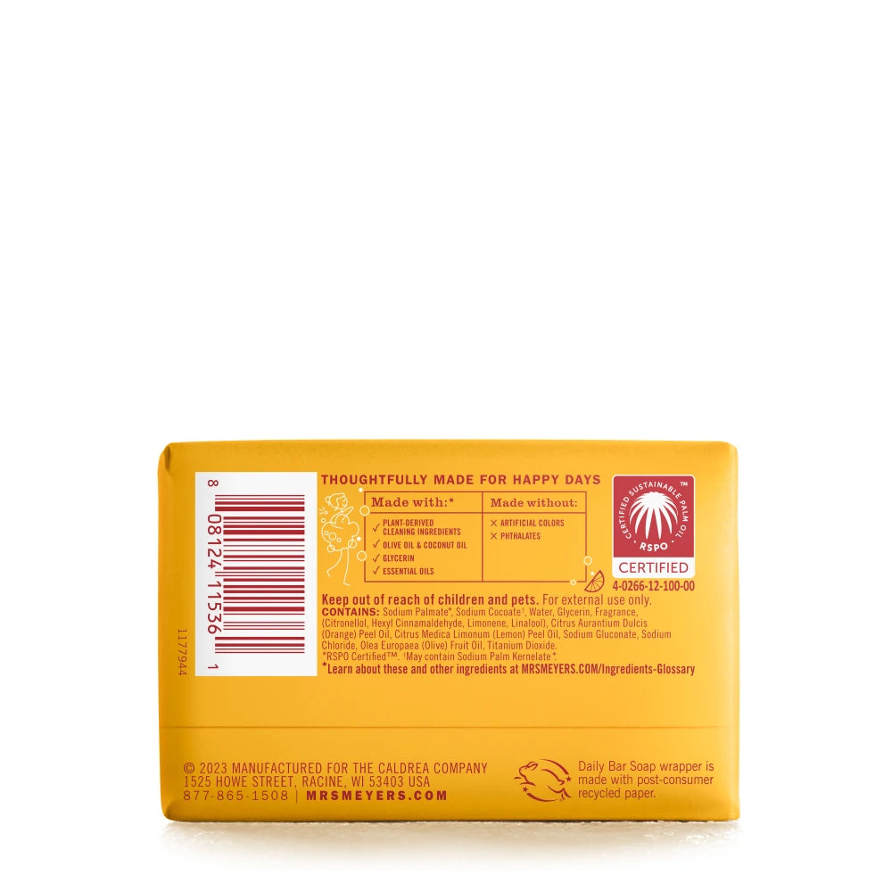 Mrs. Meyers Clementine Daily Bar Soap - for Convenient Body Care