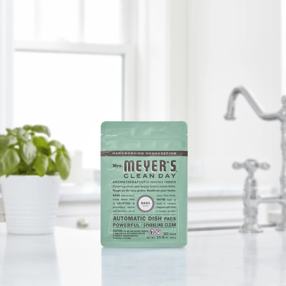 Mrs. Meyers Basil Automatic Dish Packs - for Convenient Dishwashing