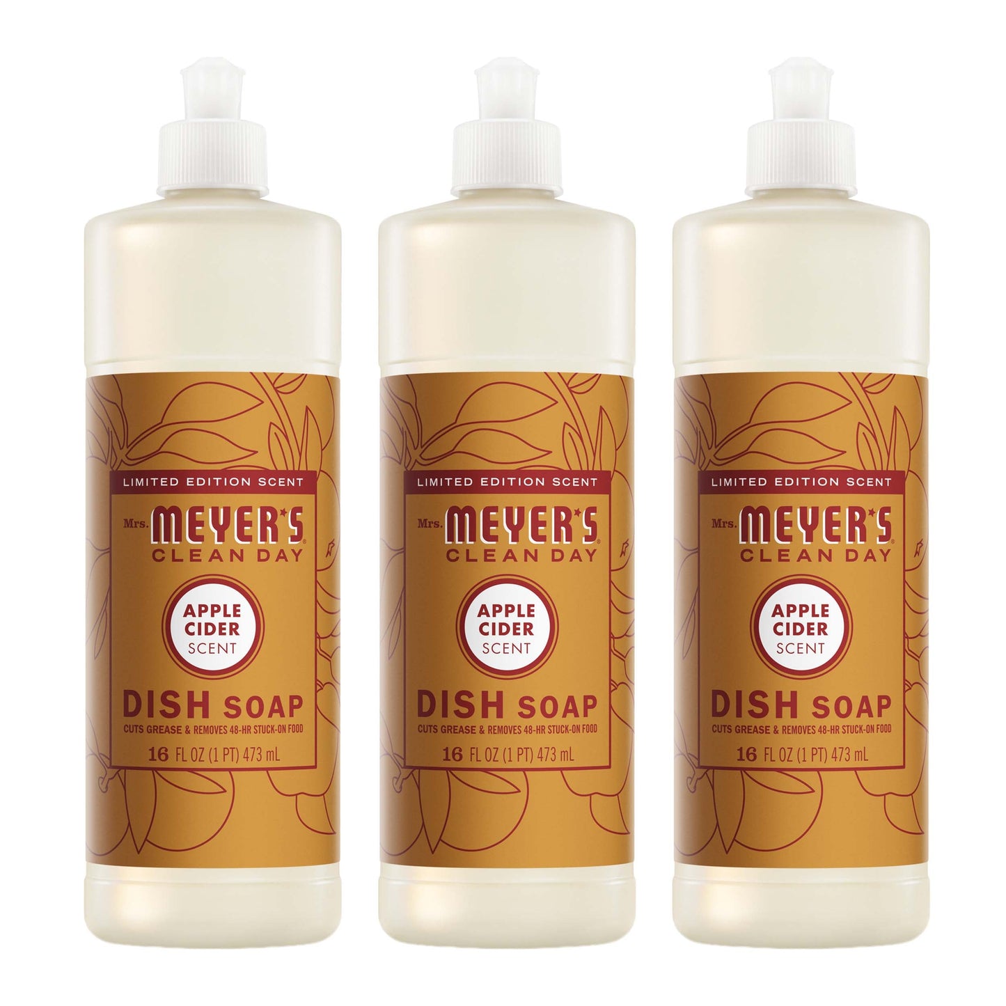 Mrs. Meyers Apple Cider Dish Soap 3 - count bundle - for Convenient Dishwashing
