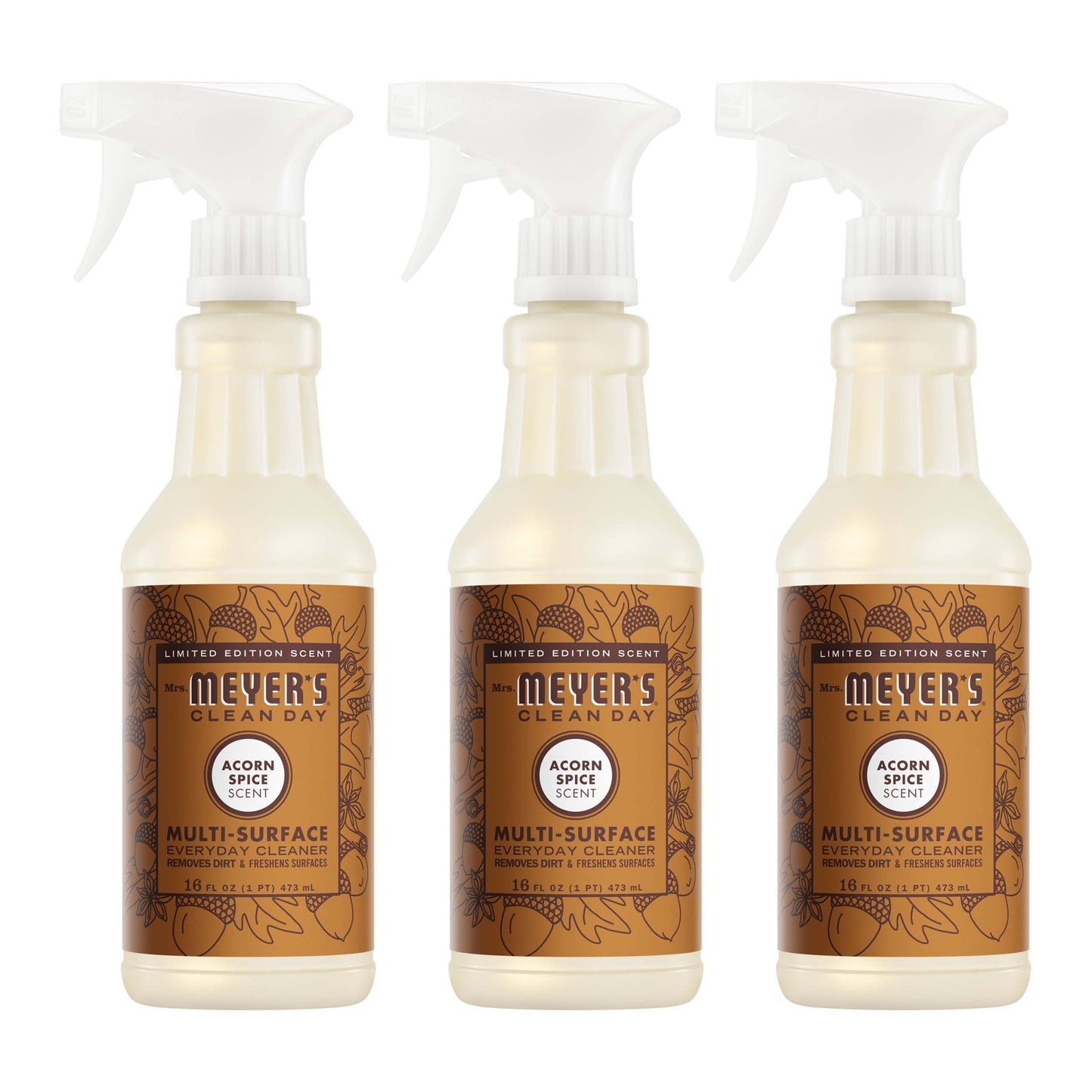 Mrs. Meyers Acorn Spice Multi - Surface Everyday Cleaner 3 - count Bundle - for Convenient Coordinated Home Care