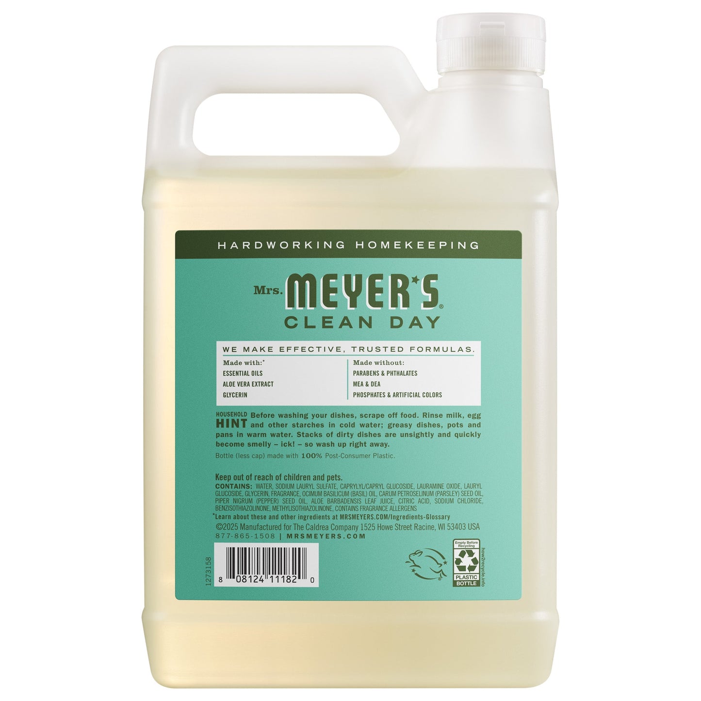 Mrs. Meyers Basil Dish Soap Refill - for Convenient Dishwashing