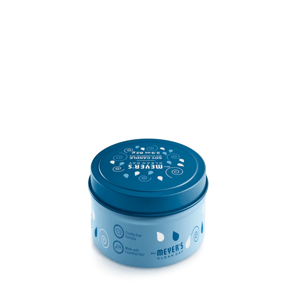 Mrs. Meyers Rain Water Tin Candle - for Convenient Home Fragrance